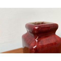 Vintage 1960s Mid-Century Modern Red Ceramic Vase, Minimalist Design
