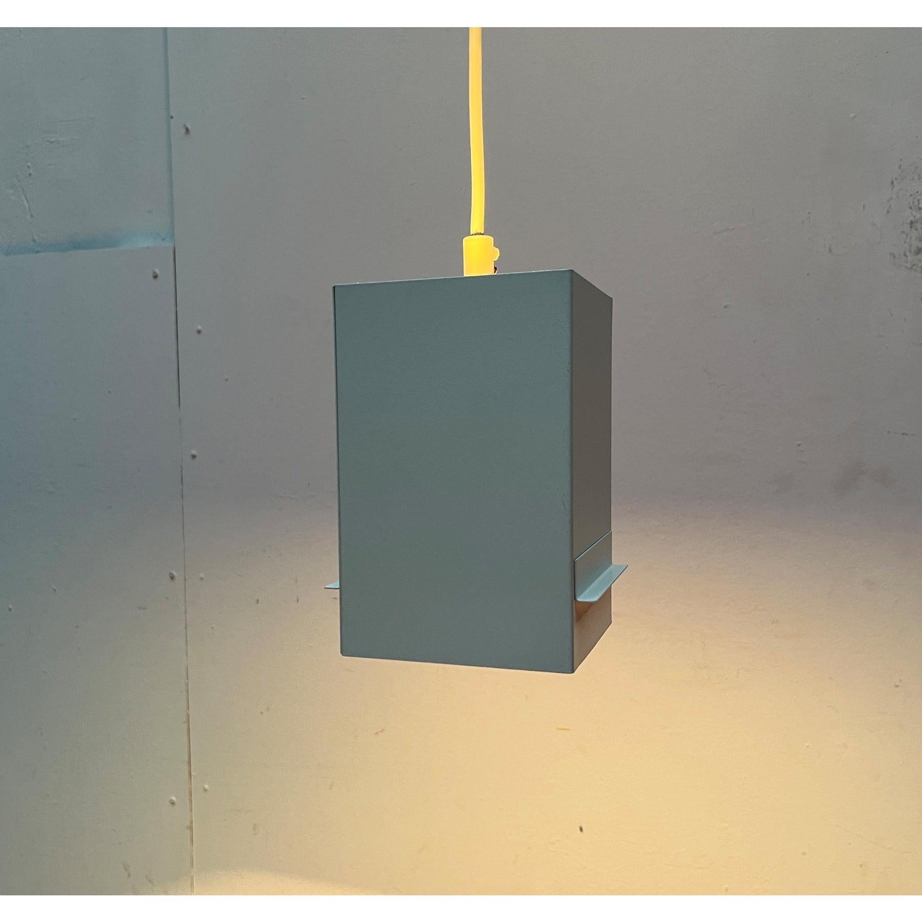Mid-Century Minimalist Cubic Metal Pendant Lamp, 1960s For Sale 5