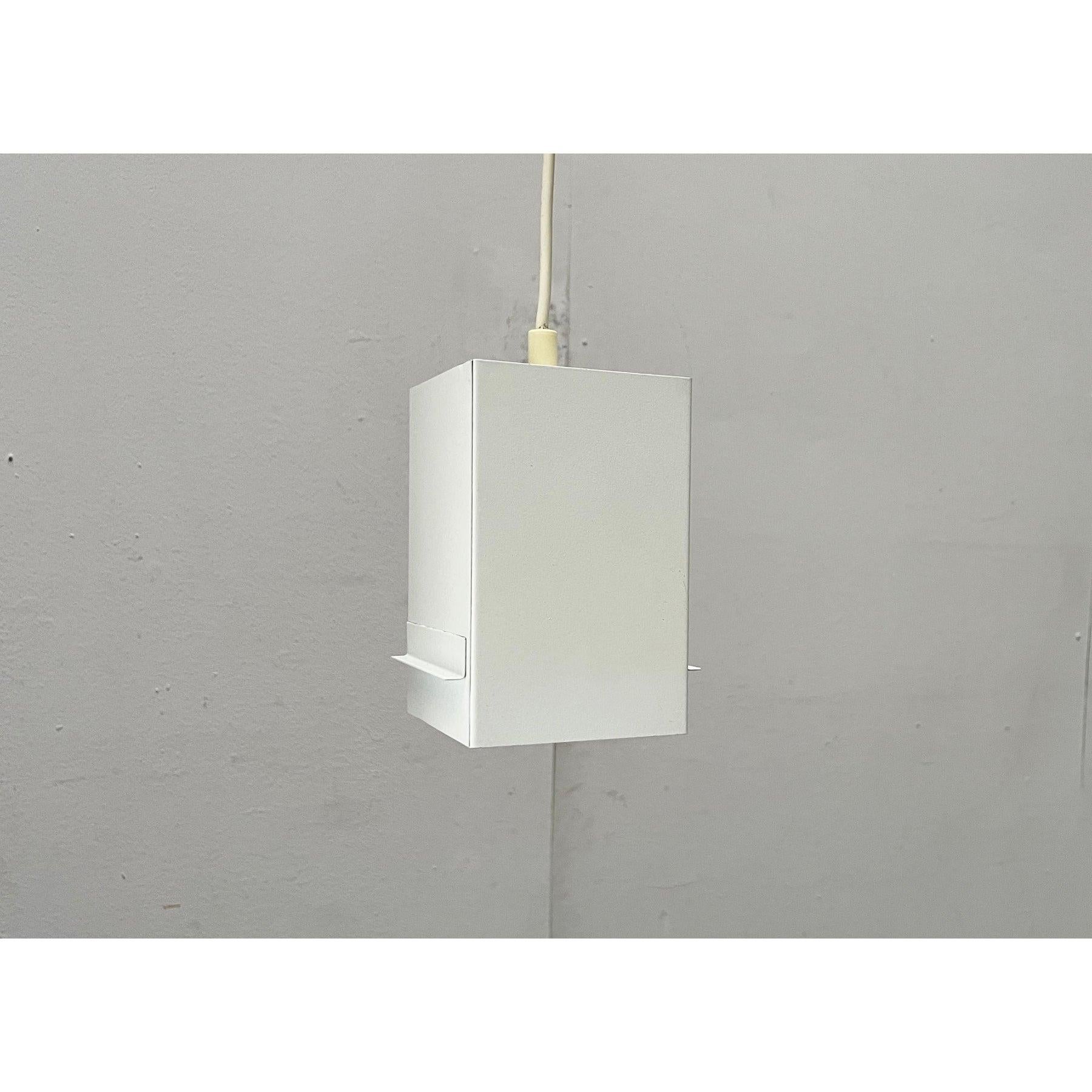 Mid-Century Minimalist Cubic Metal Pendant Lamp, 1960s For Sale 6