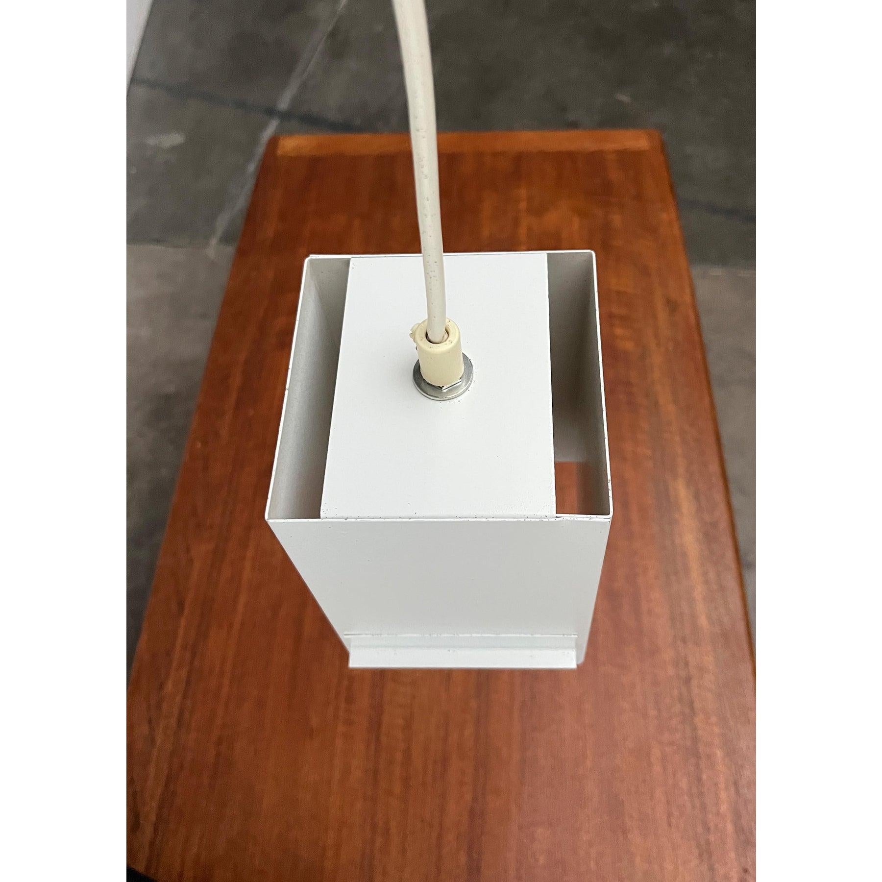 Mid-Century Minimalist Cubic Metal Pendant Lamp, 1960s For Sale 8