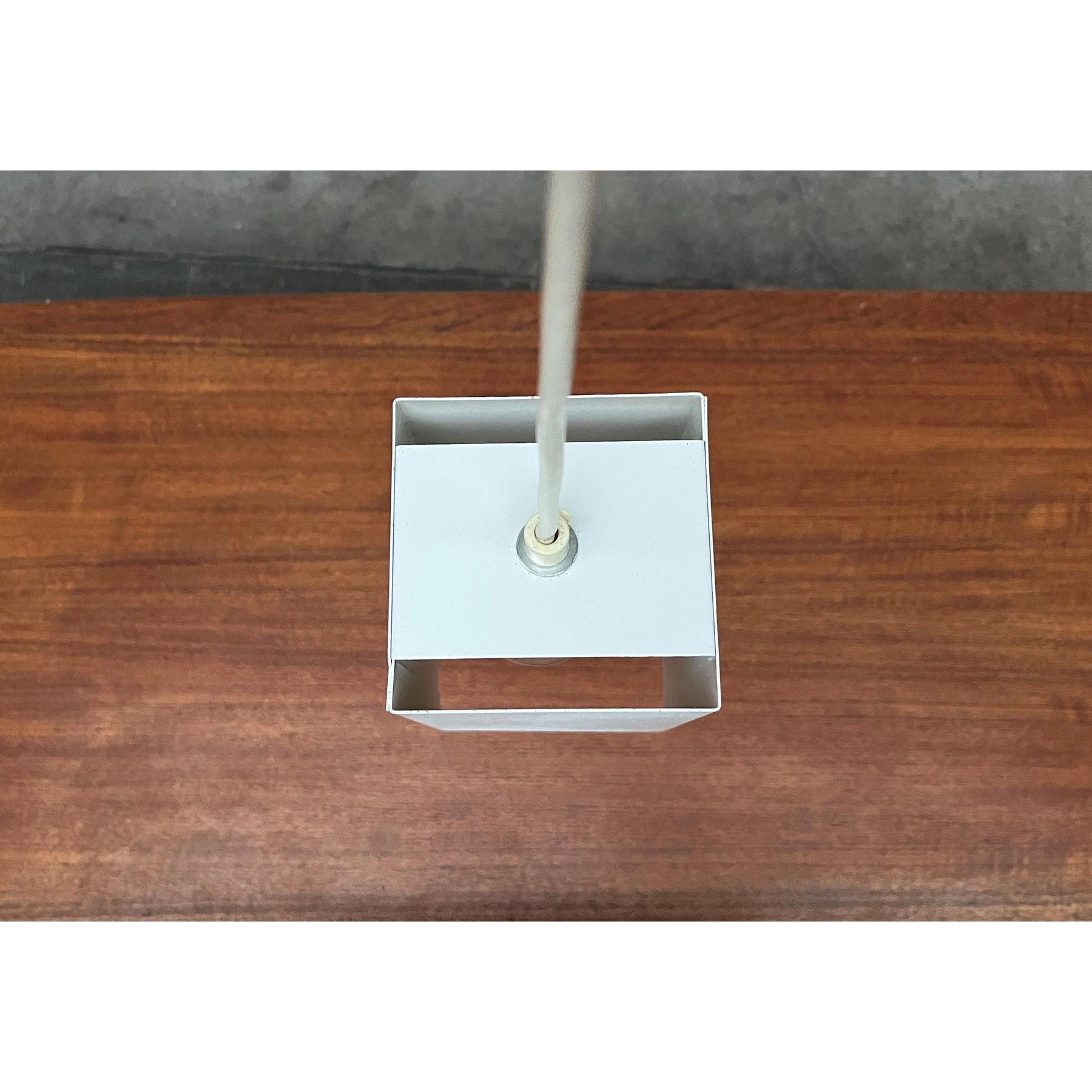 Mid-Century Minimalist Cubic Metal Pendant Lamp, 1960s For Sale 9