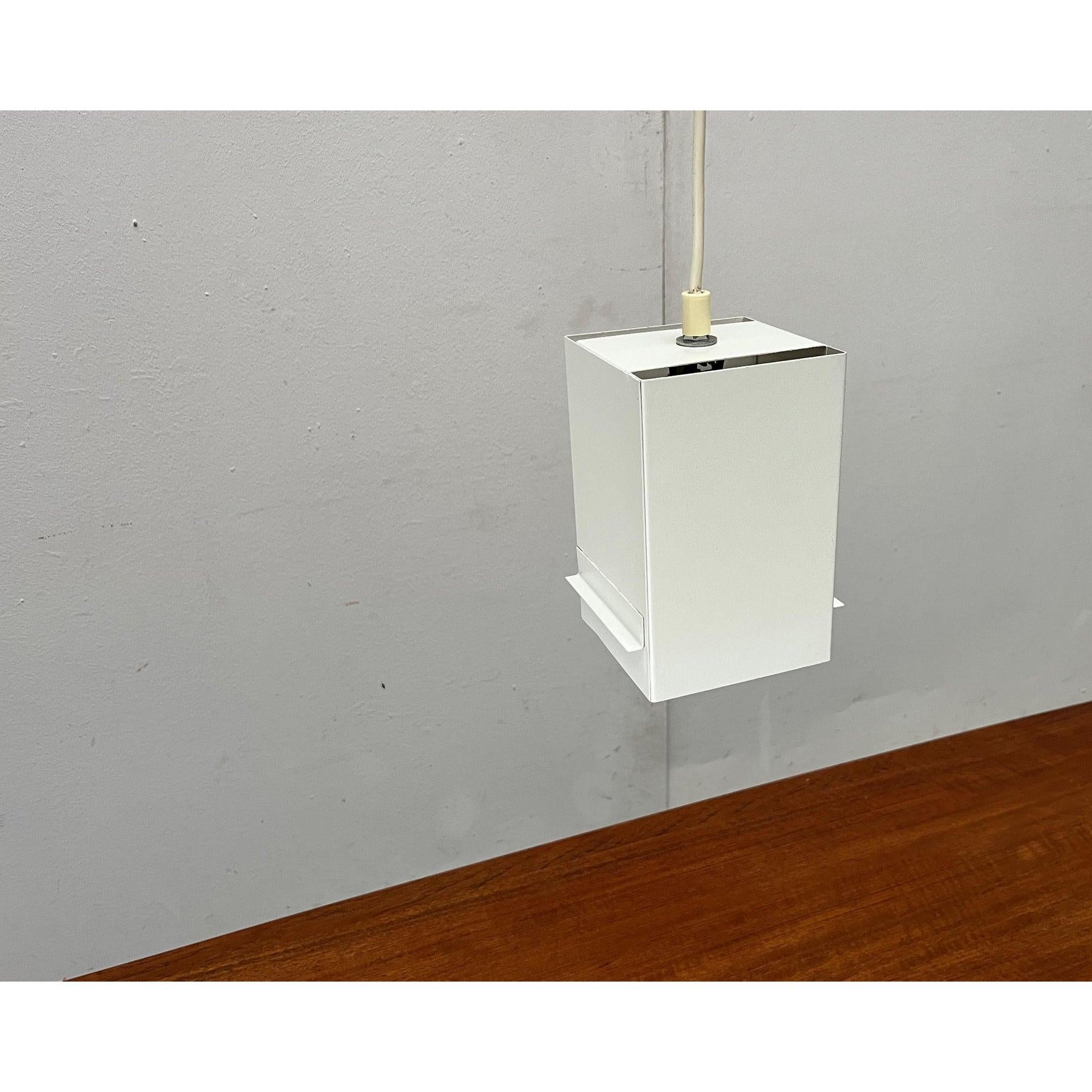 Mid-Century Minimalist Cubic Metal Pendant Lamp, 1960s For Sale 13