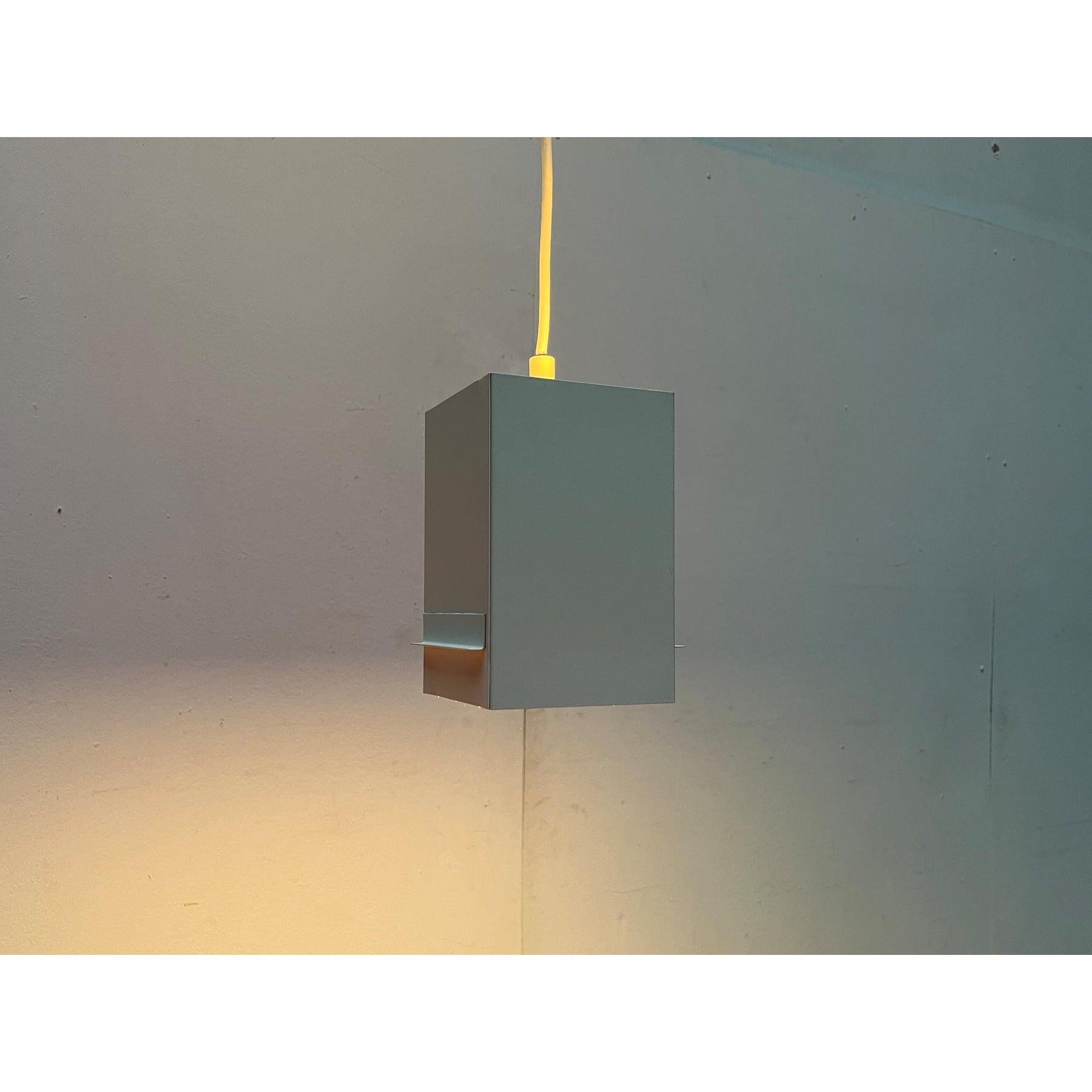 Mid-Century Minimalist Cubic Metal Pendant Lamp, 1960s For Sale 1