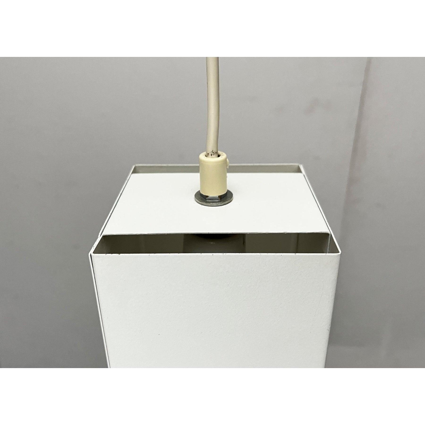 Mid-Century Minimalist Cubic Metal Pendant Lamp, 1960s For Sale 3