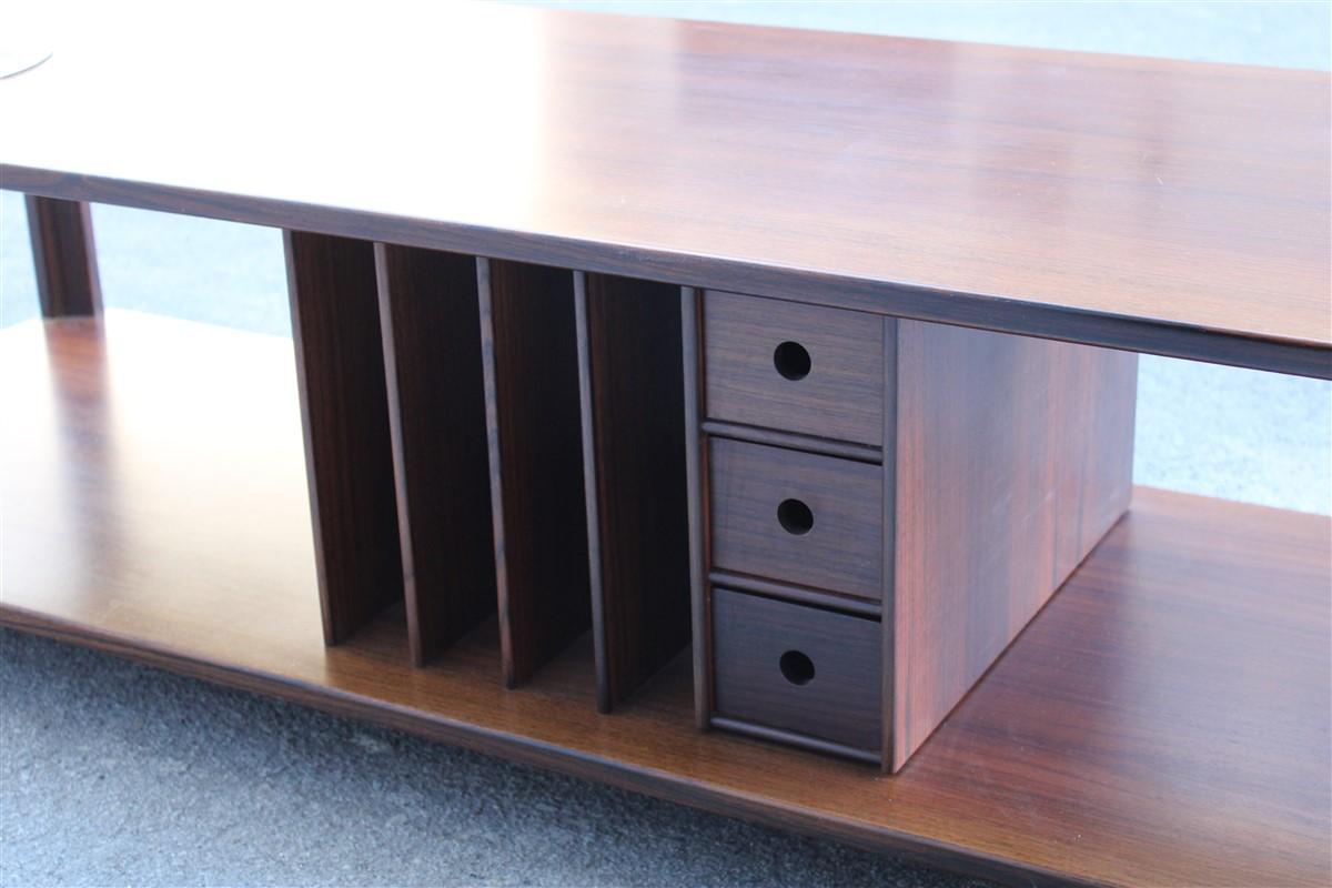 Mid-century Minimalist design low TV Table in Rational  Design 1960s Teak For Sale 11