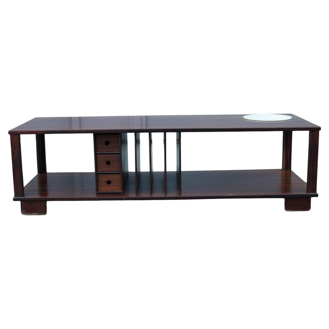 Mid-century Minimalist design low TV Table in Rational  Design 1960s Teak For Sale