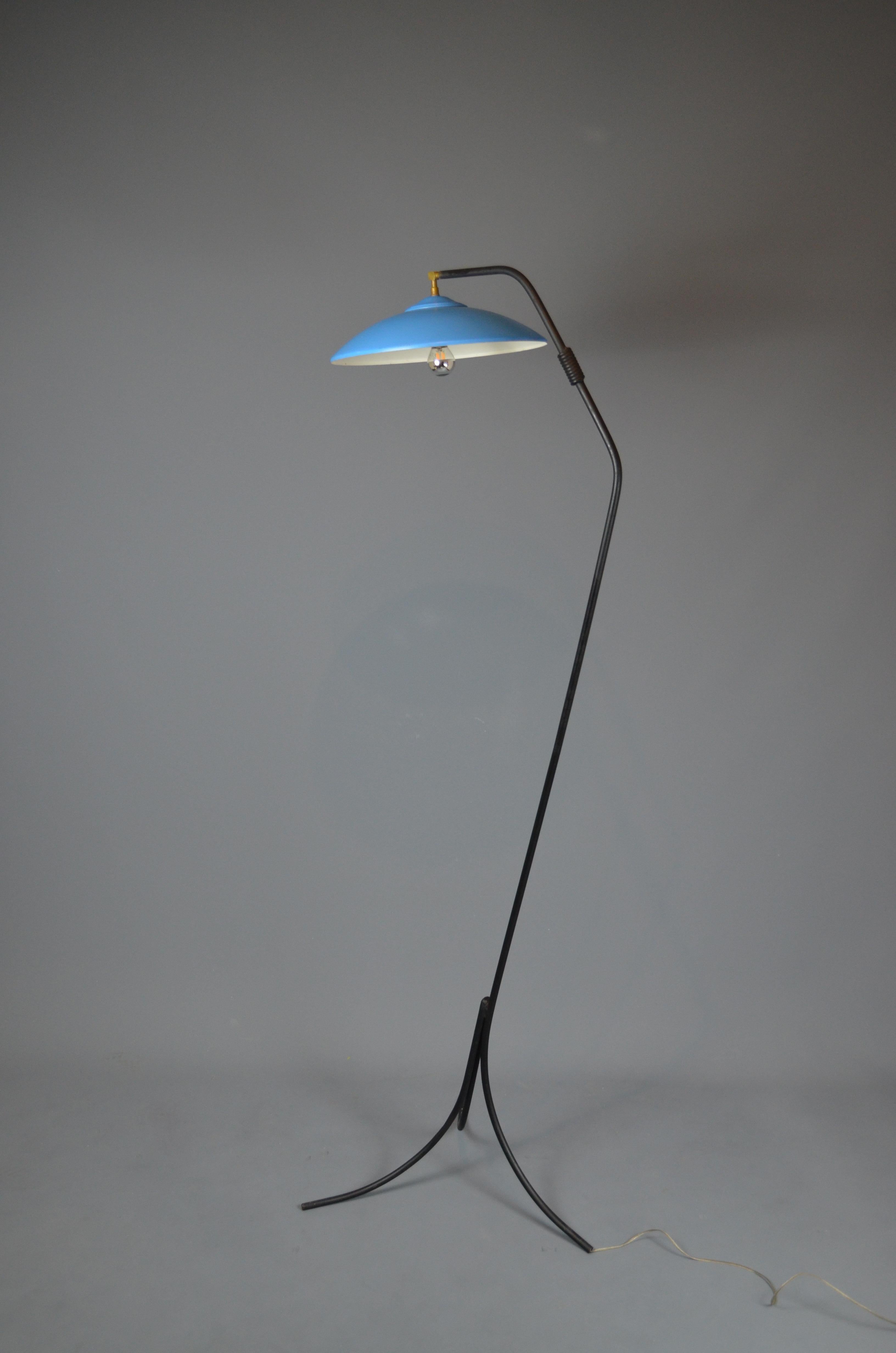 French Mid century minimalist floor lamp, France, 1950s For Sale