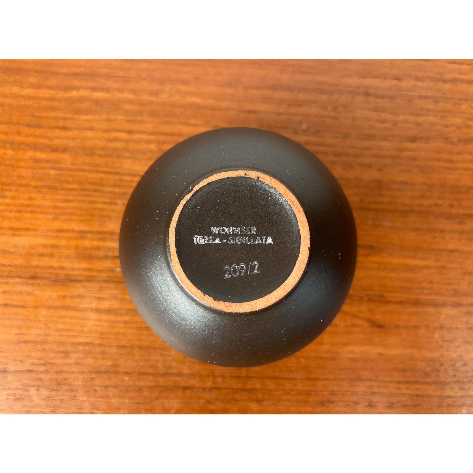 Ceramic Mid-Century Minimalist German Wormser Terra-Sigillata Pottery Ball Vase, 1960s For Sale