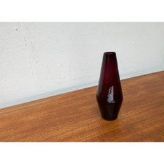 Vintage 1960s Mid-Century Modern Purple Glass Vase, Minimalist Design