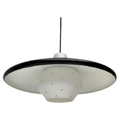 Mid-Century Minimalist Metal and Glass Pendant Lamp