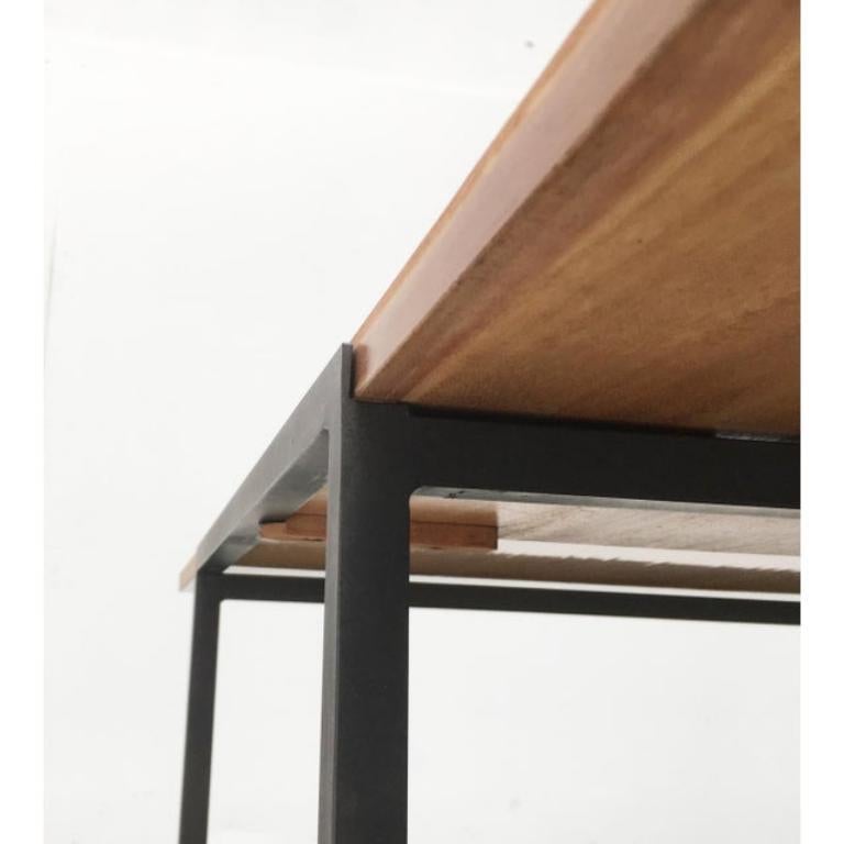 Mid-Century Minimalist Model T-Angle Expandable Flip-Top Couch Side Table, 1950s For Sale 2