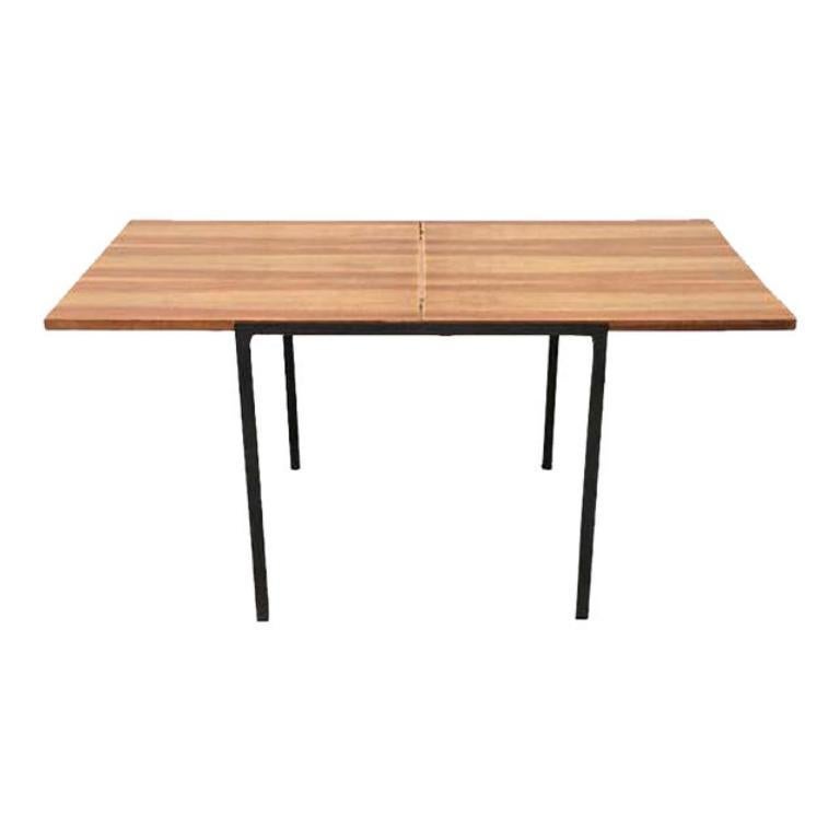 Minimalistischer Mid-Century-Beistelltisch mit ausziehbarer Flip-Top-Kommode, Modell T-Angle, 1950er Jahre