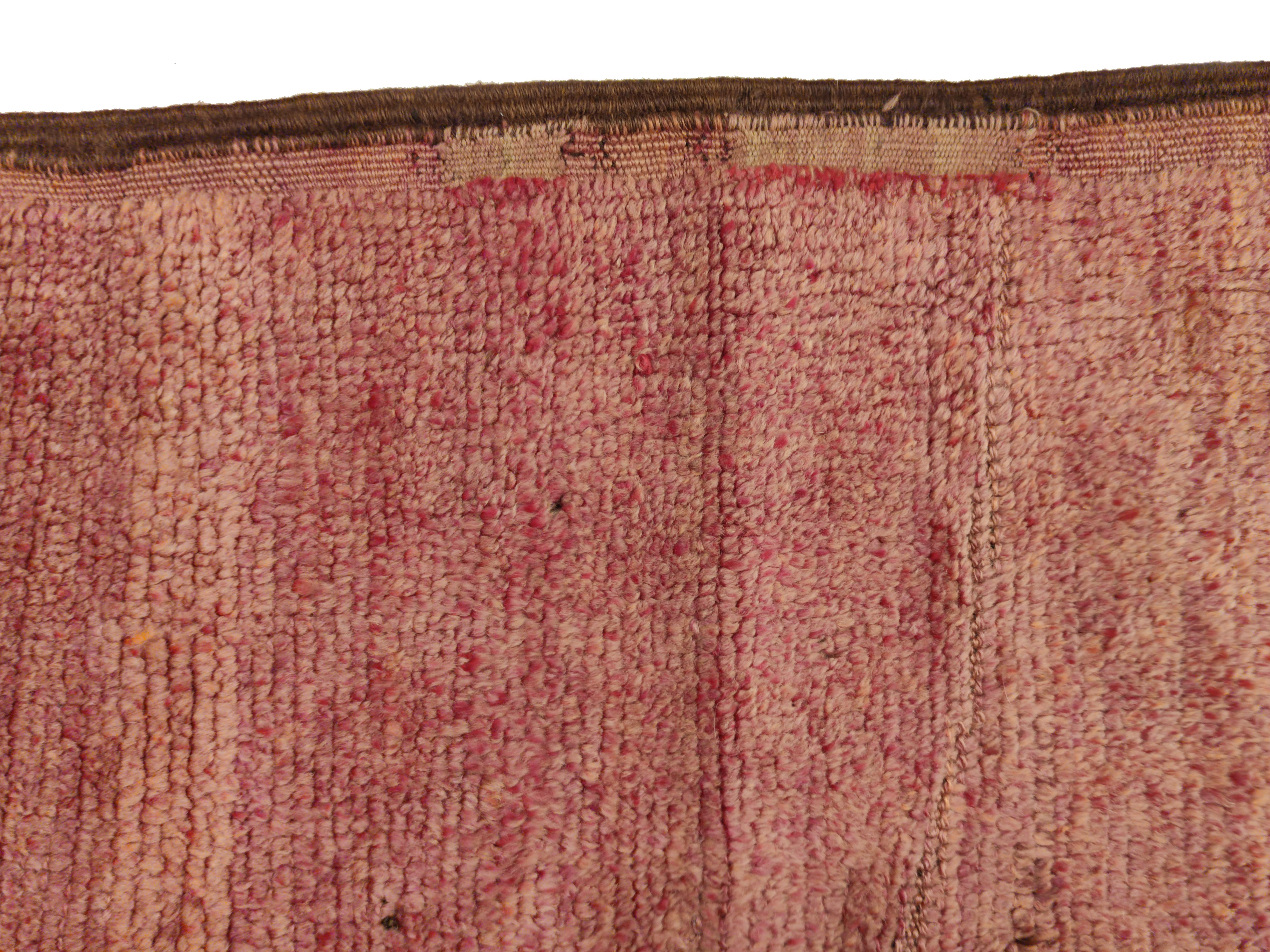 20th Century Mid-Century Minimalist Open Field Mulberry Purple Moroccan Berber Runner Rug For Sale