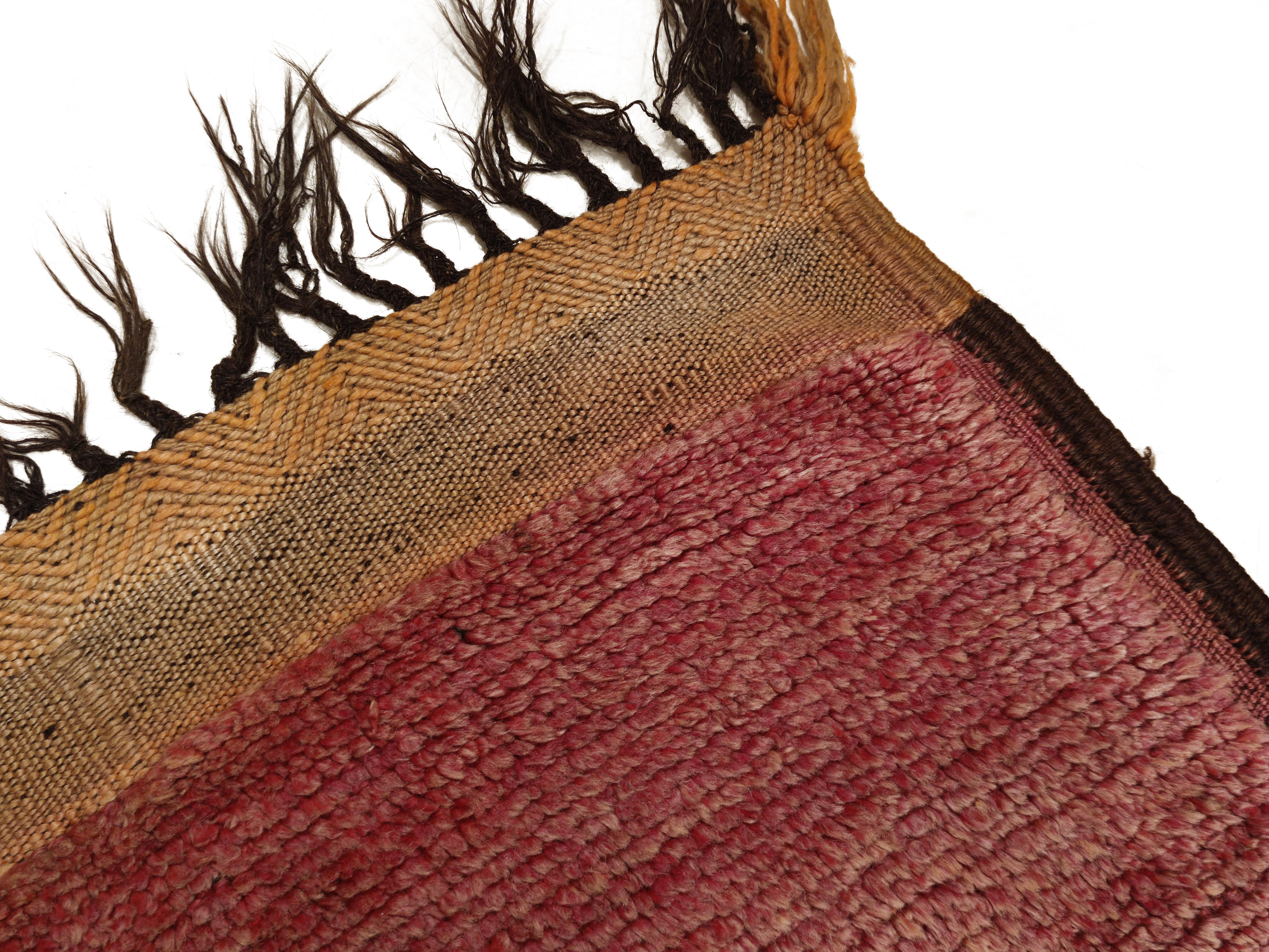 Mid-Century Minimalist Open Field Mulberry Purple Moroccan Berber Runner Rug For Sale 1