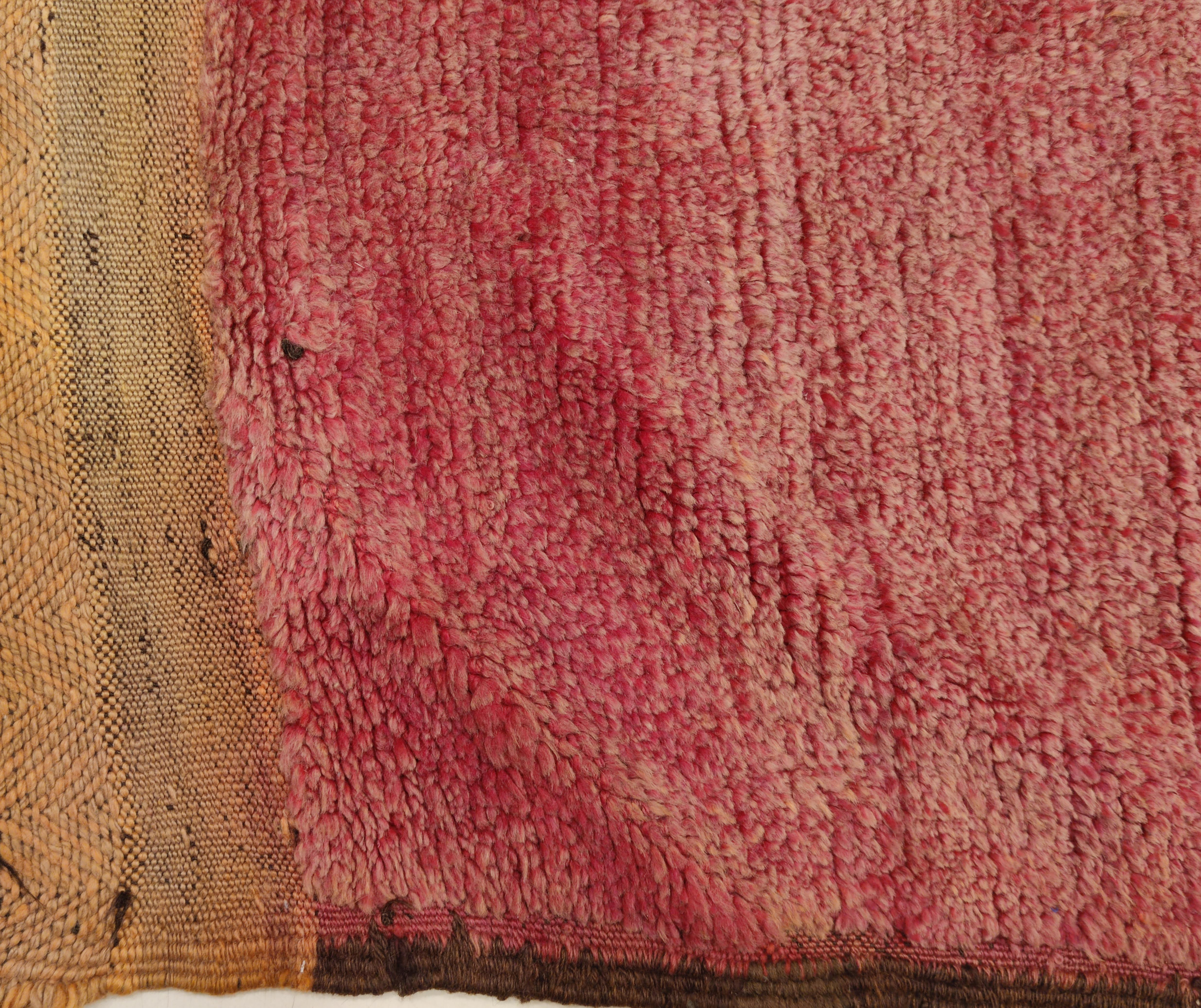 Mid-Century Minimalist Open Field Mulberry Purple Moroccan Berber Runner Rug For Sale 2