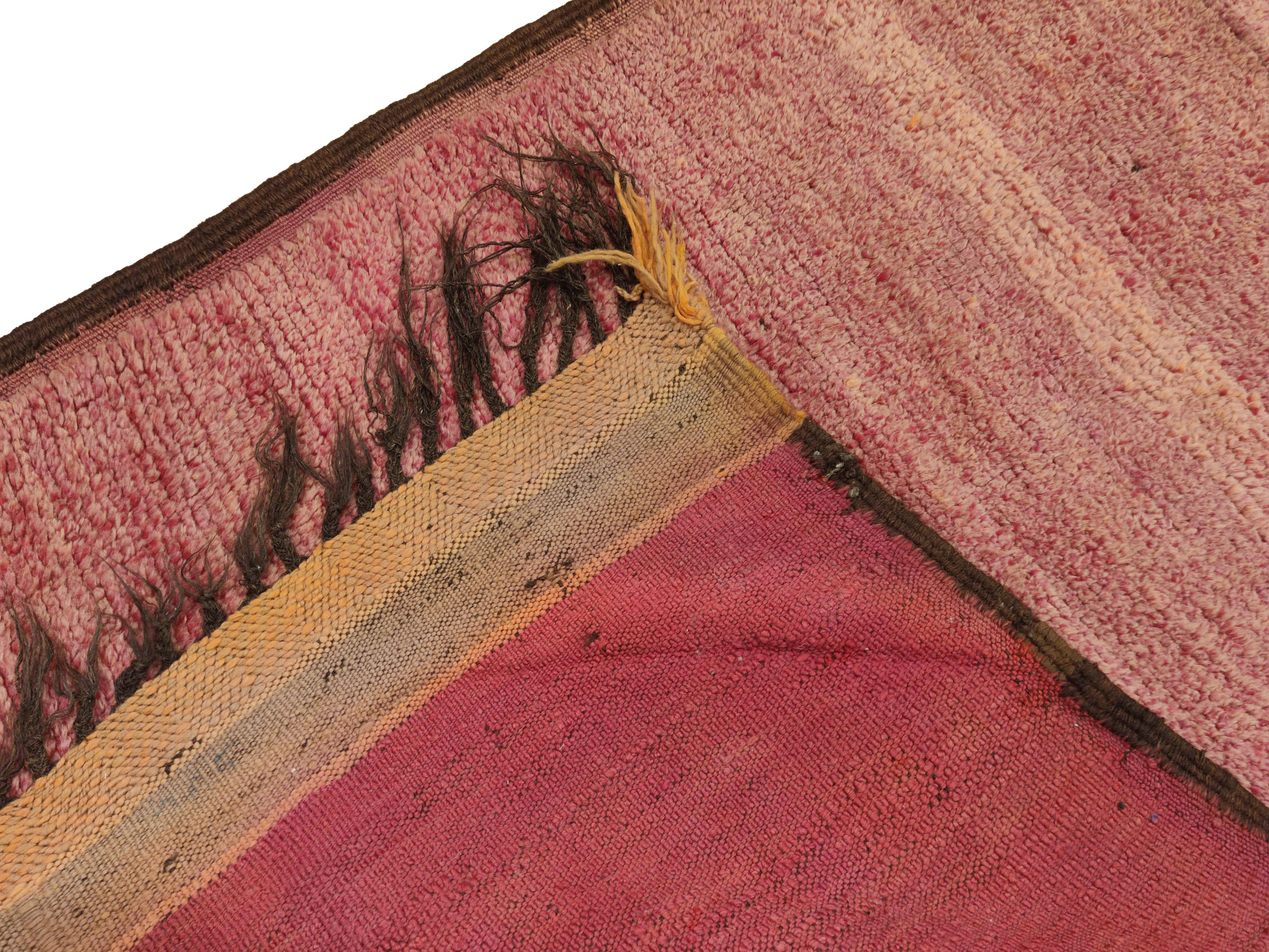 Mid-Century Minimalist Open Field Mulberry Purple Moroccan Berber Runner Rug For Sale 3