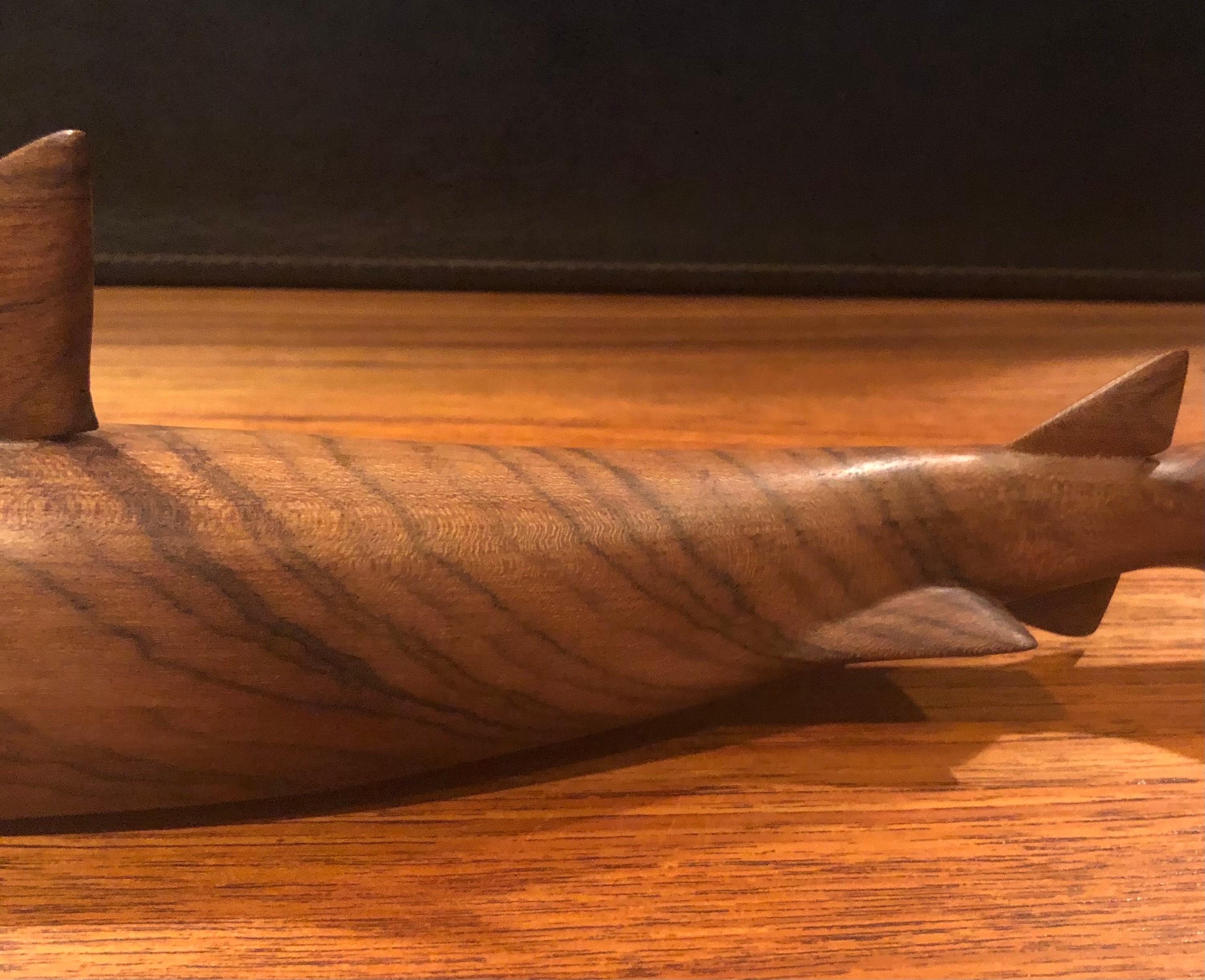 Hand-Carved Midcentury Minimalist Shark Carving / Sculpture in Rosewood