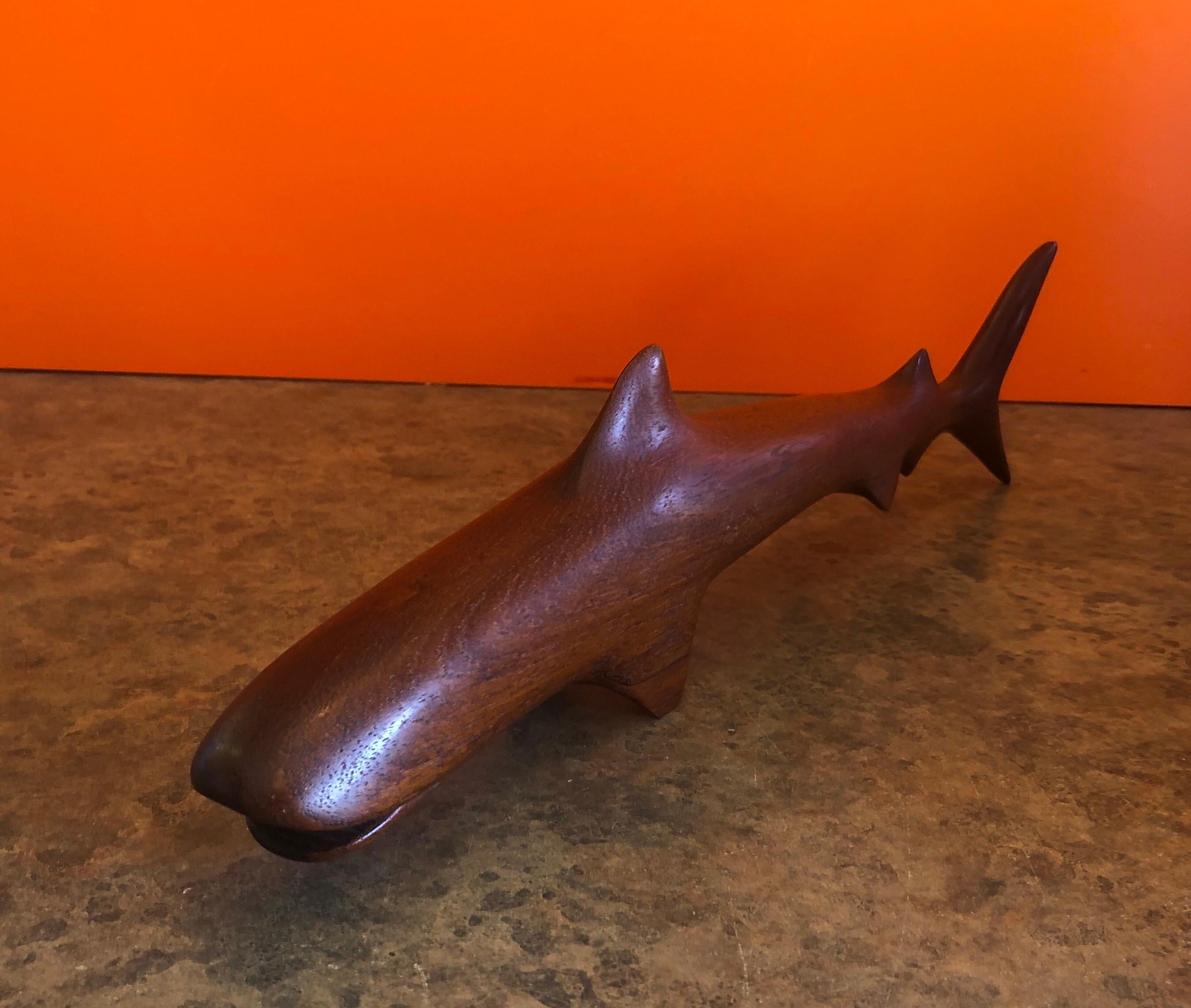 American Midcentury Minimalist Shark Carving / Sculpture in Teak