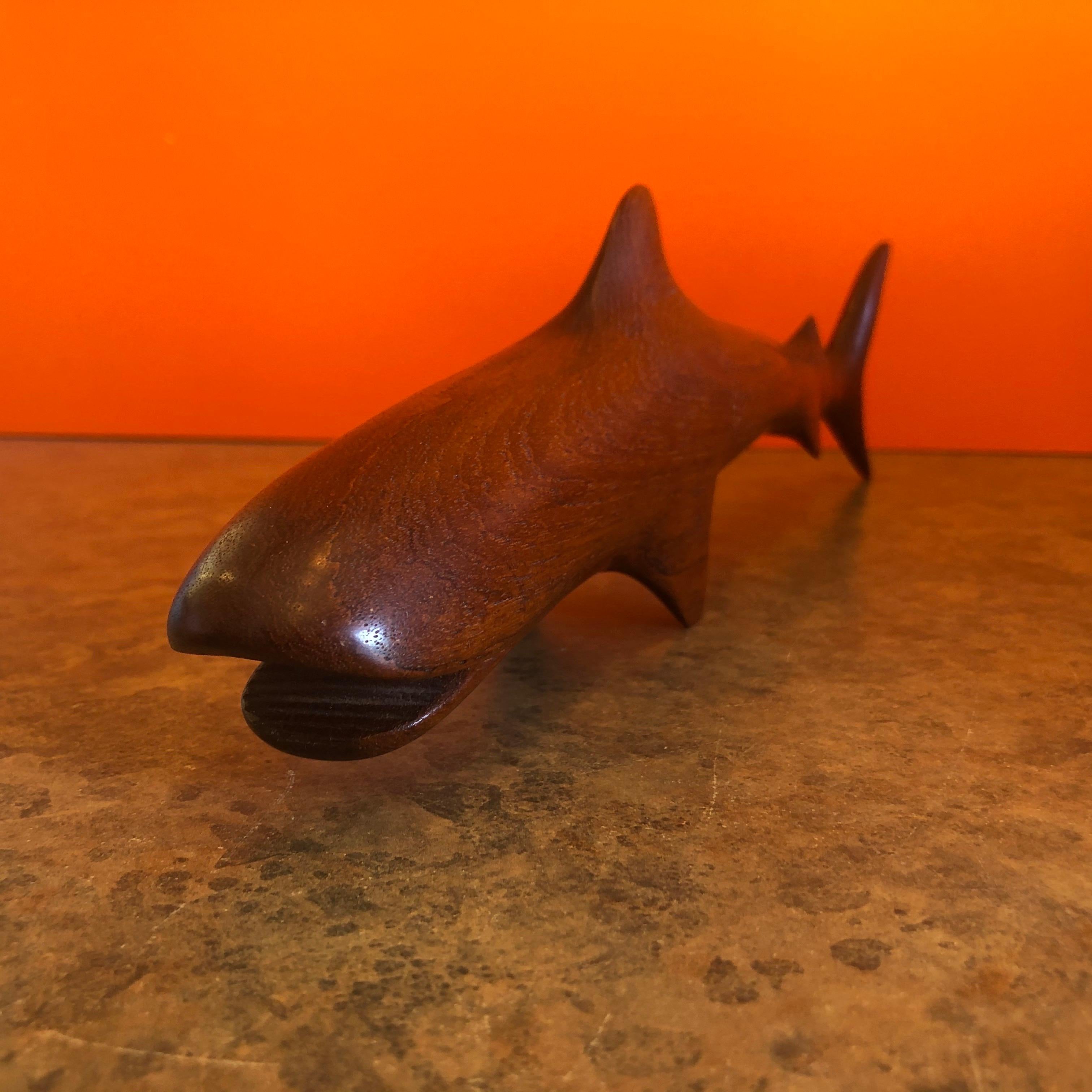 20th Century Midcentury Minimalist Shark Carving / Sculpture in Teak