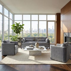 Mid-Century Minimalist Sofa in Gray Upholstery