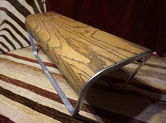 Mid-Century Minimalist Steamed Edge Ash Wood Bench with Metal Base