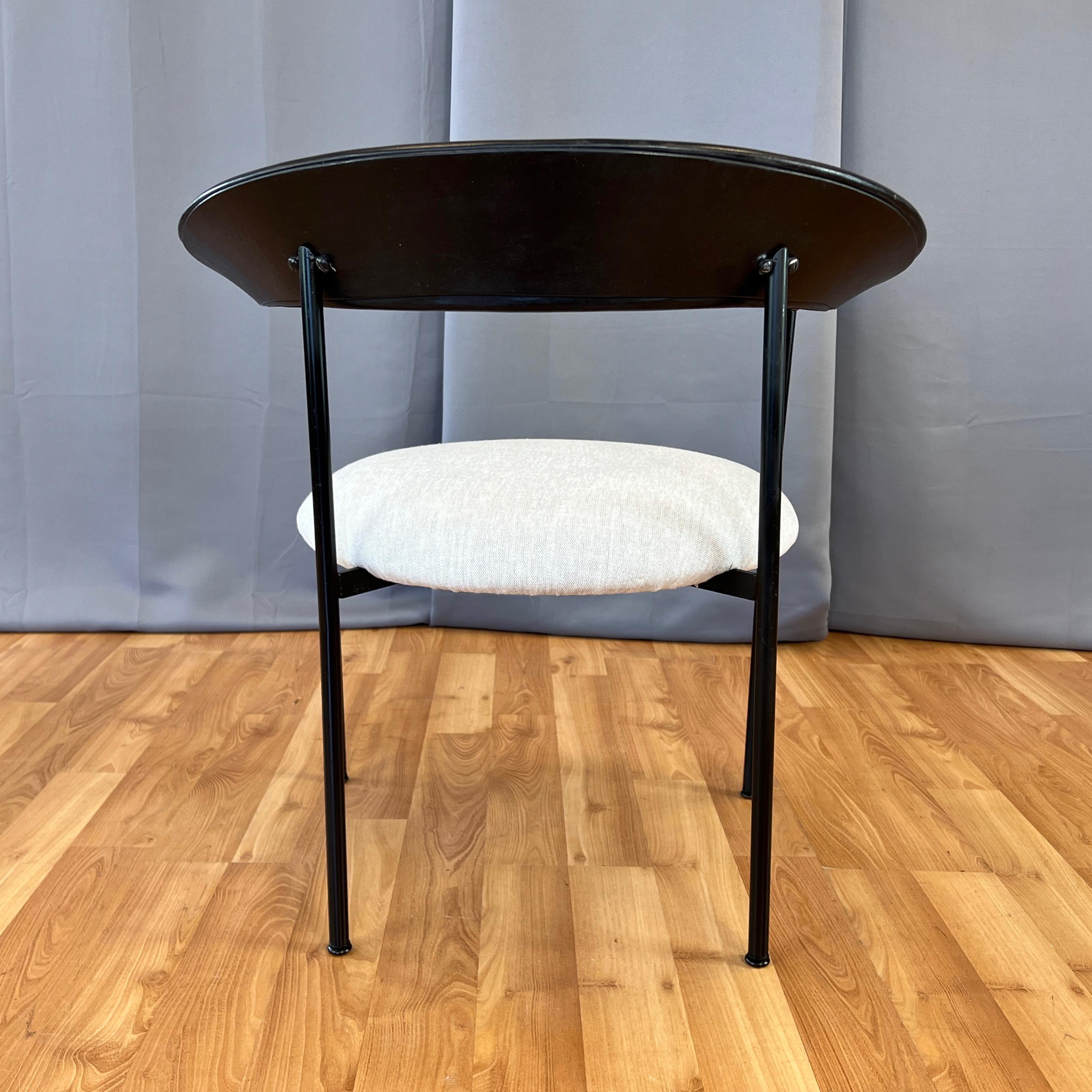 Danish Modern Black Steel Armchair with Sculptural Back and Round Seat, 1960s For Sale 6