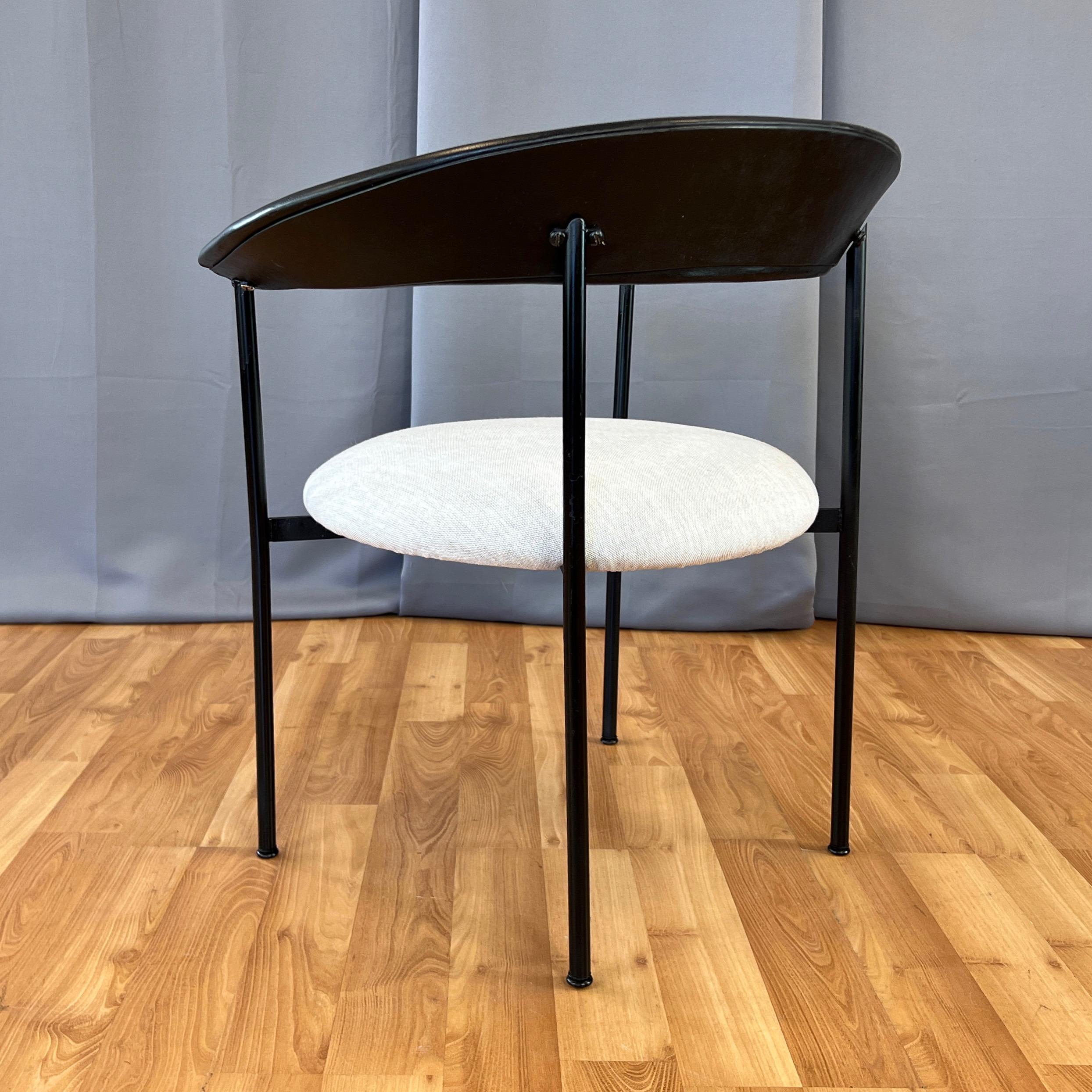 Danish Modern Black Steel Armchair with Sculptural Back and Round Seat, 1960s For Sale 7