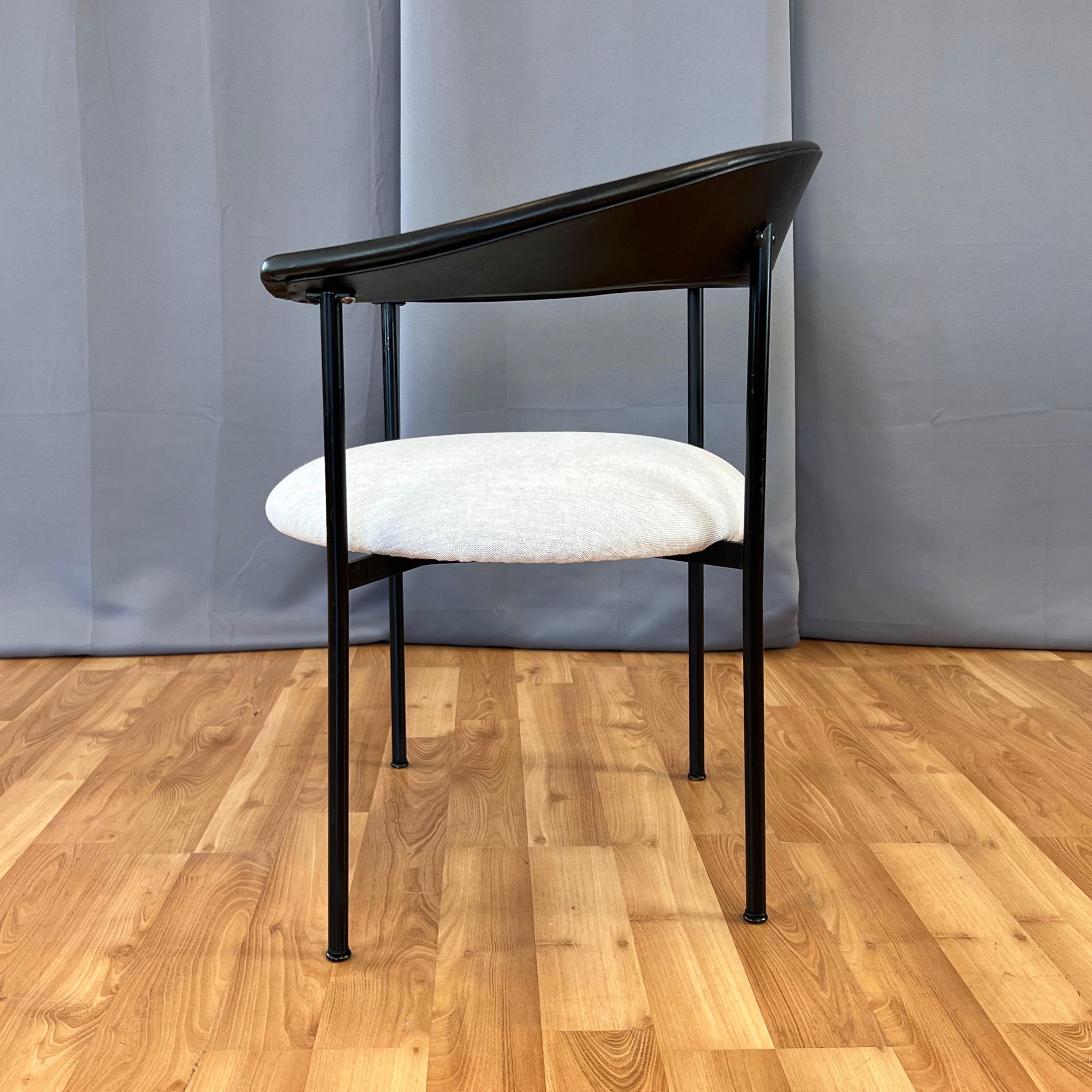Danish Modern Black Steel Armchair with Sculptural Back and Round Seat, 1960s For Sale 8