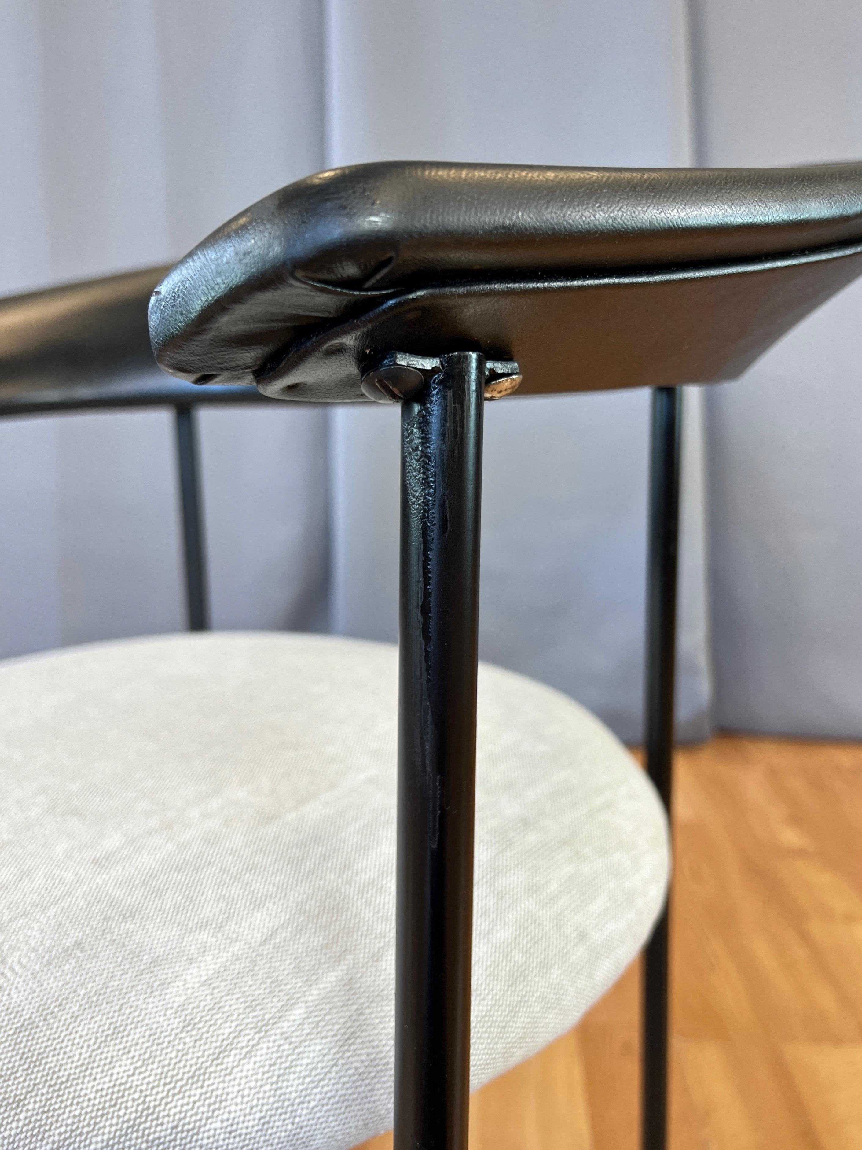 Danish Modern Black Steel Armchair with Sculptural Back and Round Seat, 1960s For Sale 9
