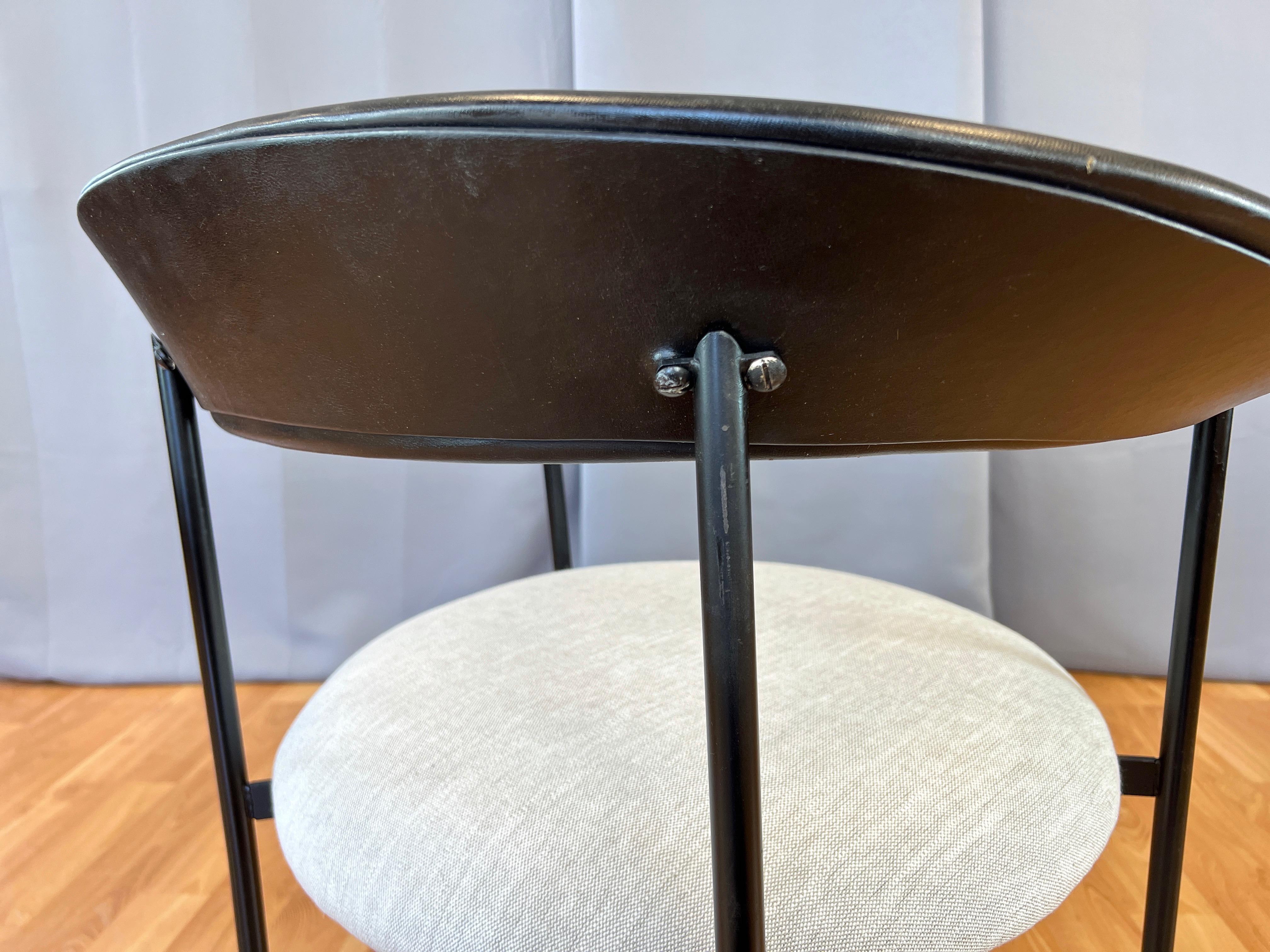Danish Modern Black Steel Armchair with Sculptural Back and Round Seat, 1960s For Sale 11