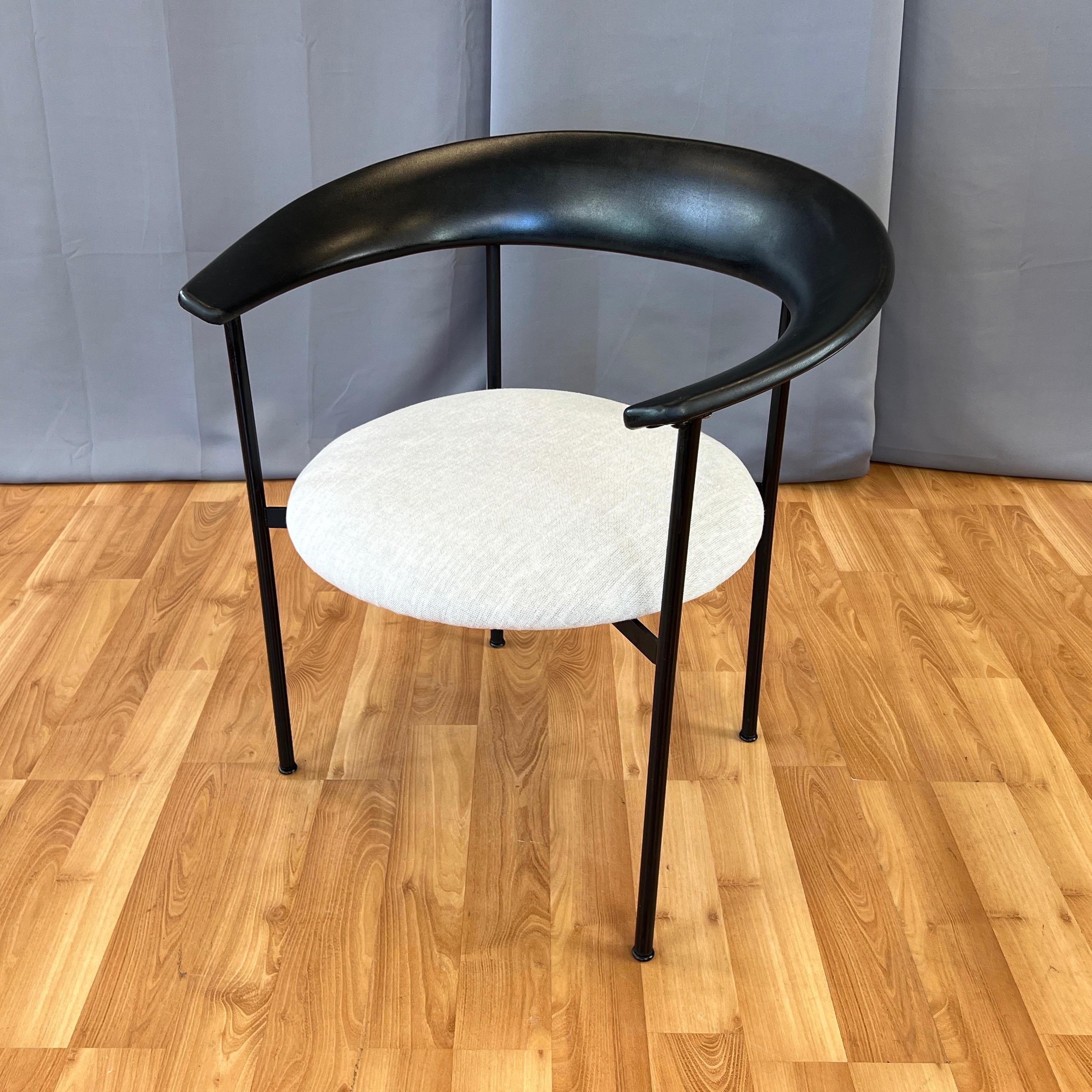Mid-Century Modern Danish Modern Black Steel Armchair with Sculptural Back and Round Seat, 1960s For Sale