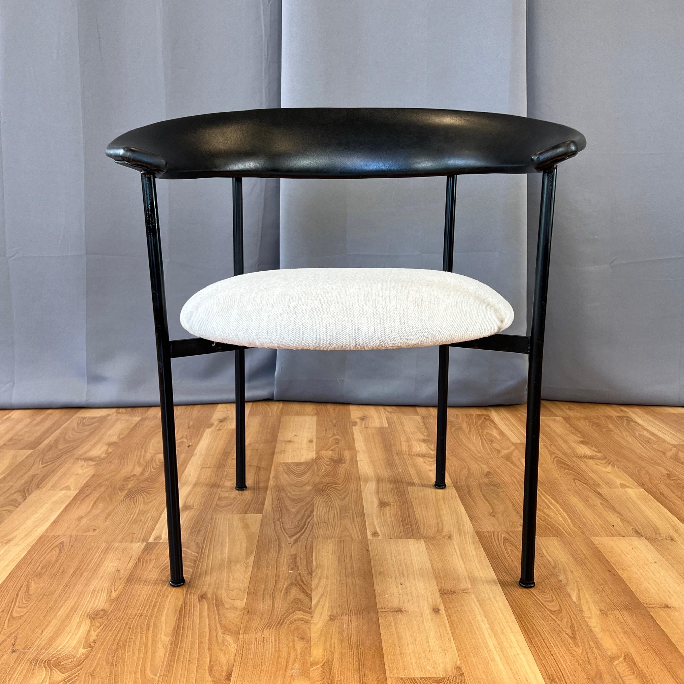 Danish Modern Black Steel Armchair with Sculptural Back and Round Seat, 1960s In Good Condition For Sale In San Francisco, CA