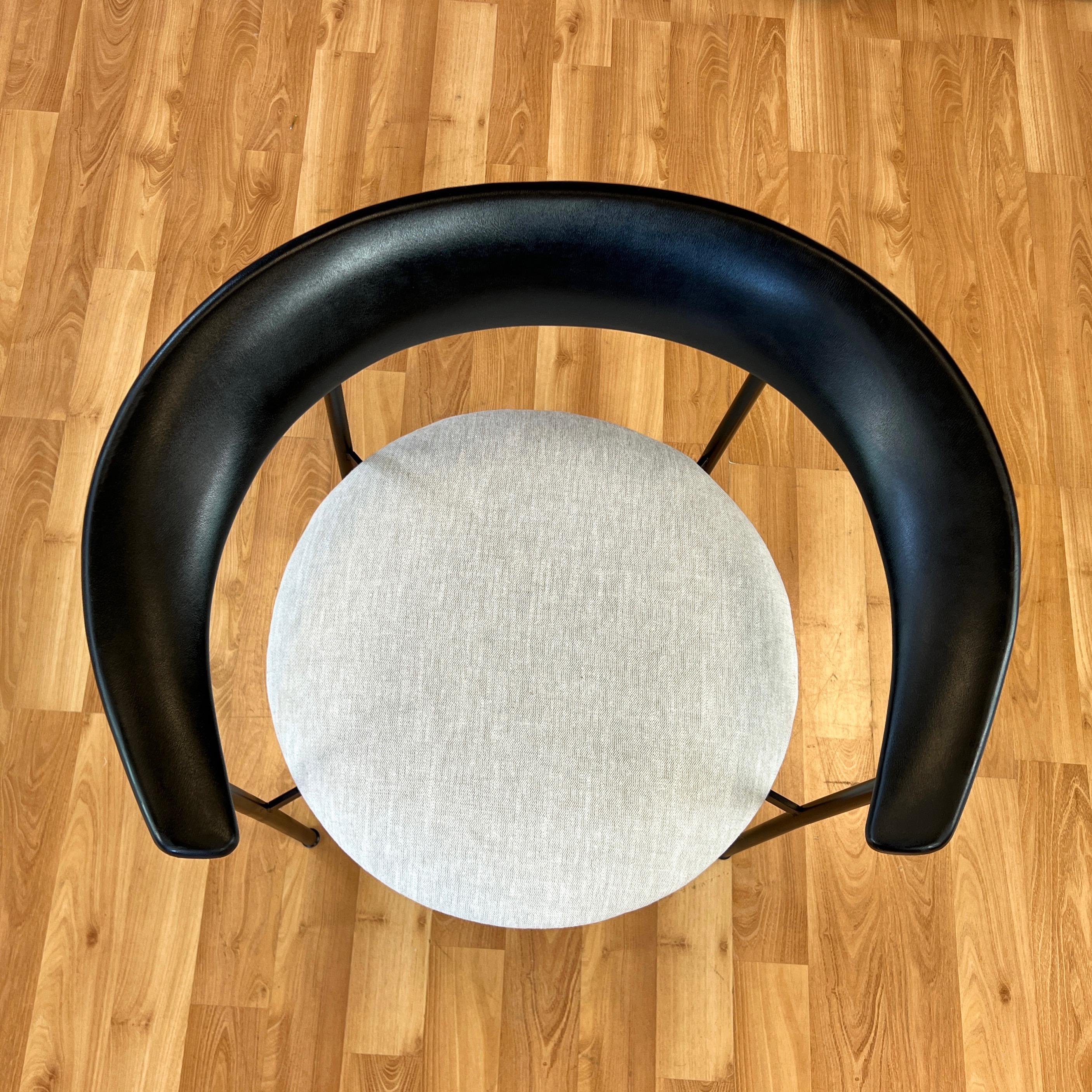Mid-20th Century Danish Modern Black Steel Armchair with Sculptural Back and Round Seat, 1960s For Sale