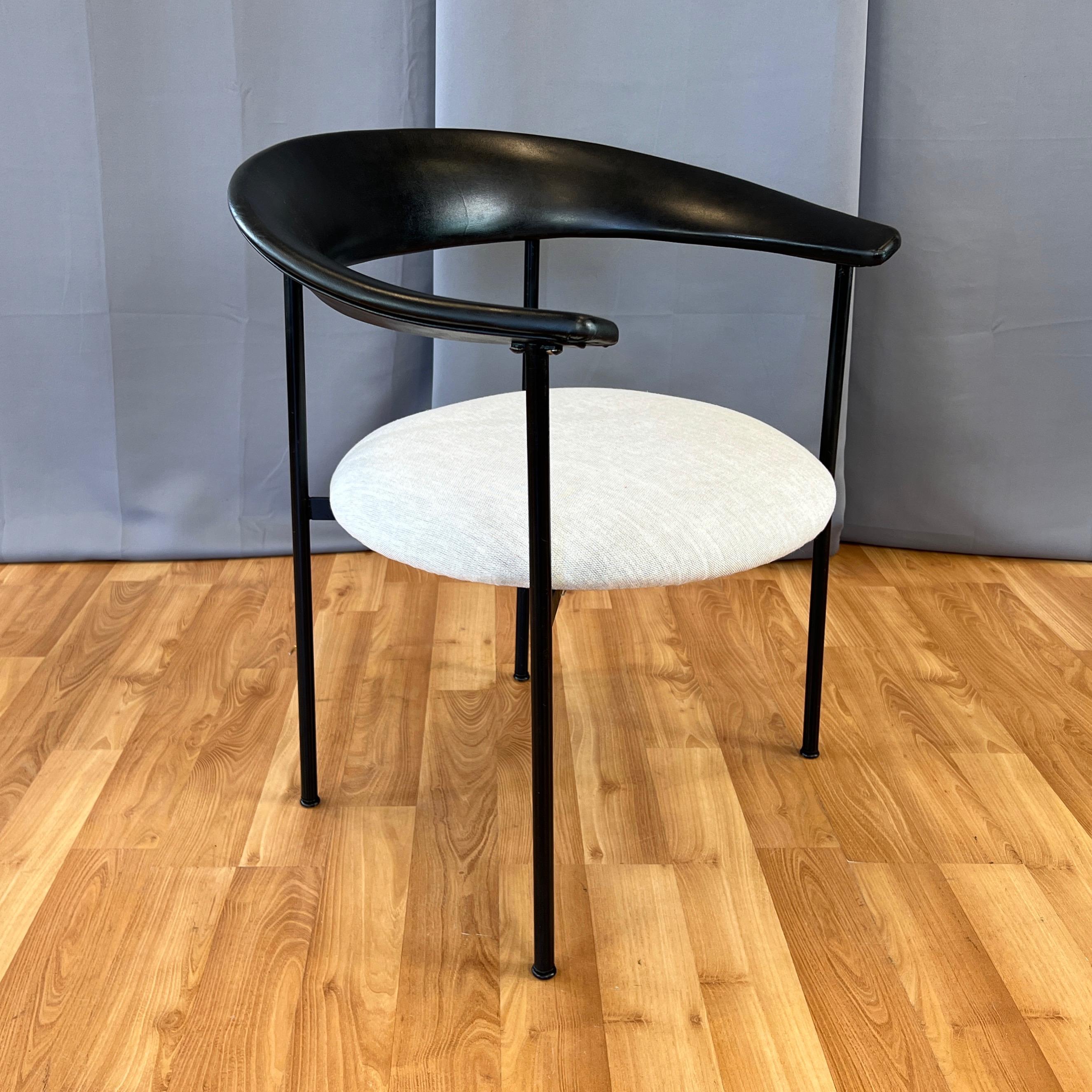 Danish Modern Black Steel Armchair with Sculptural Back and Round Seat, 1960s For Sale 2