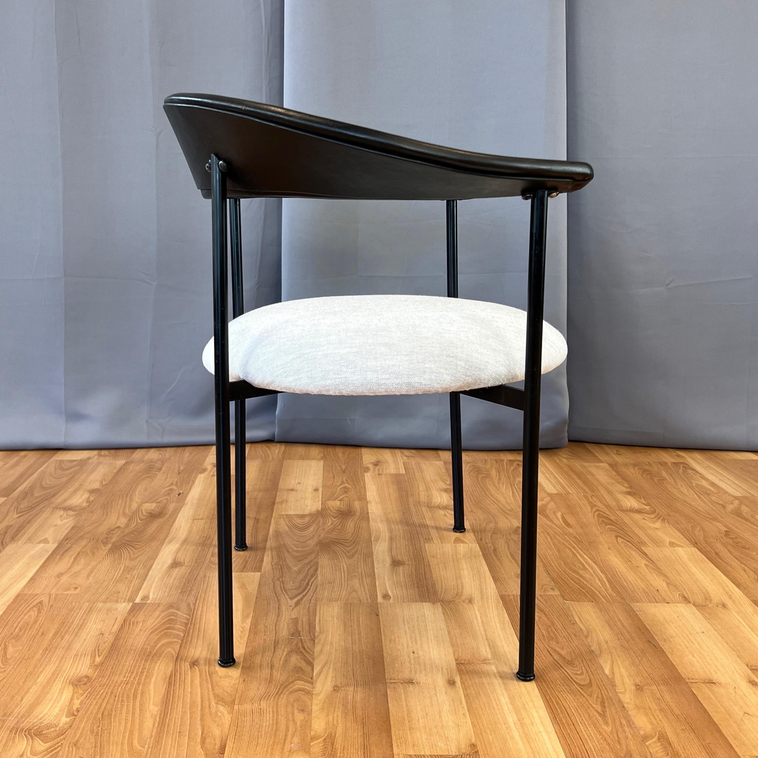 Danish Modern Black Steel Armchair with Sculptural Back and Round Seat, 1960s For Sale 3