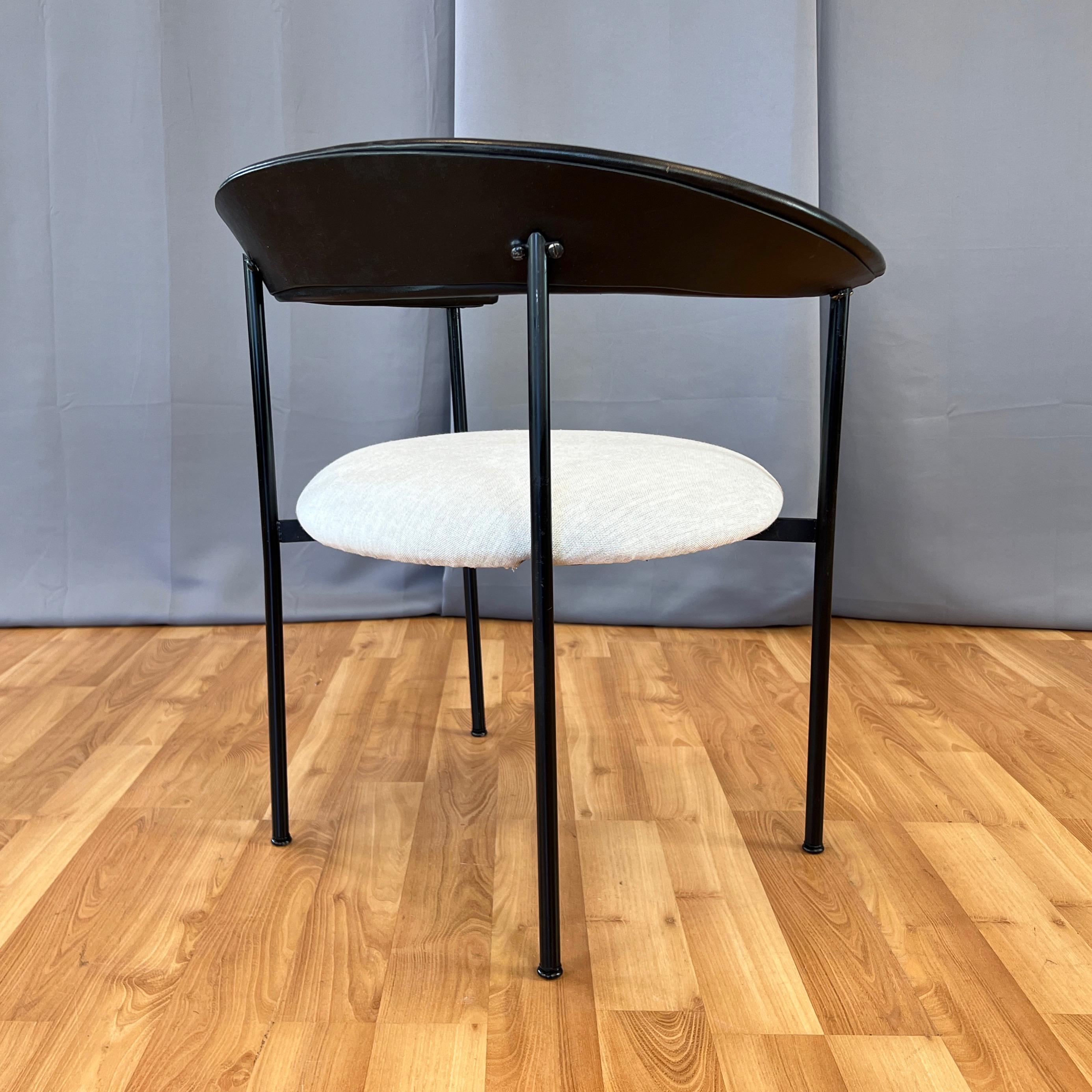 Danish Modern Black Steel Armchair with Sculptural Back and Round Seat, 1960s For Sale 4