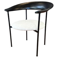 Danish Modern Black Steel Armchair with Sculptural Back and Round Seat, 1960s