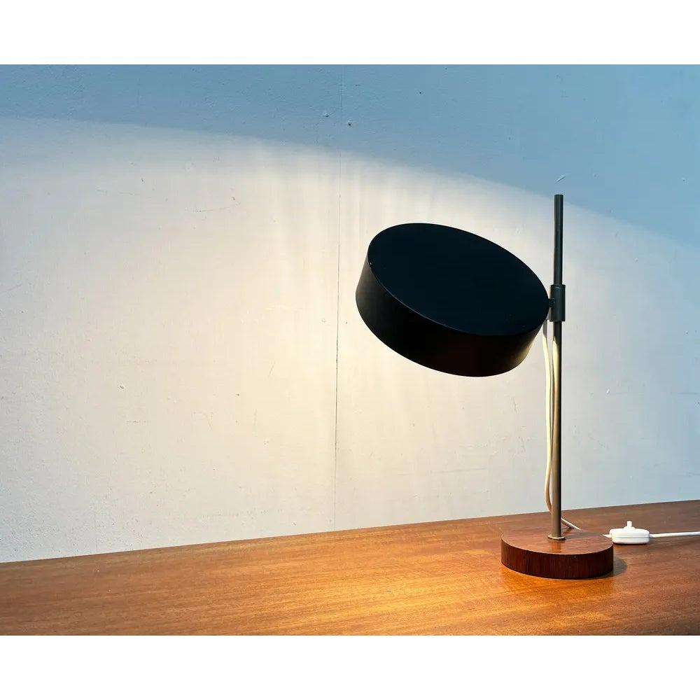 Lampe de table minimaliste du milieu du siècle avec base en placage de teck, années 1960 en vente 6