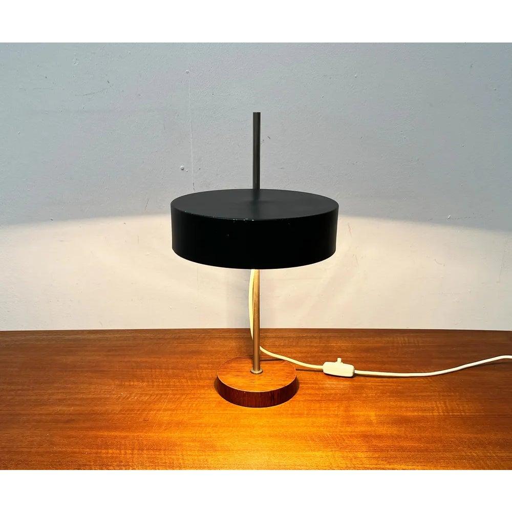 20ième siècle Lampe de table minimaliste du milieu du siècle avec base en placage de teck, années 1960 en vente