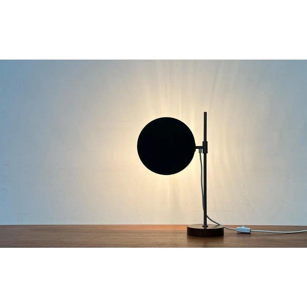Lampe de table minimaliste du milieu du siècle avec base en placage de teck, années 1960 en vente 3