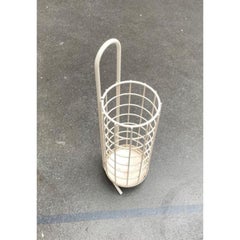 Mid-Century Modern Umbrella Stand, Metal, Ivory, Vintage, 1960s