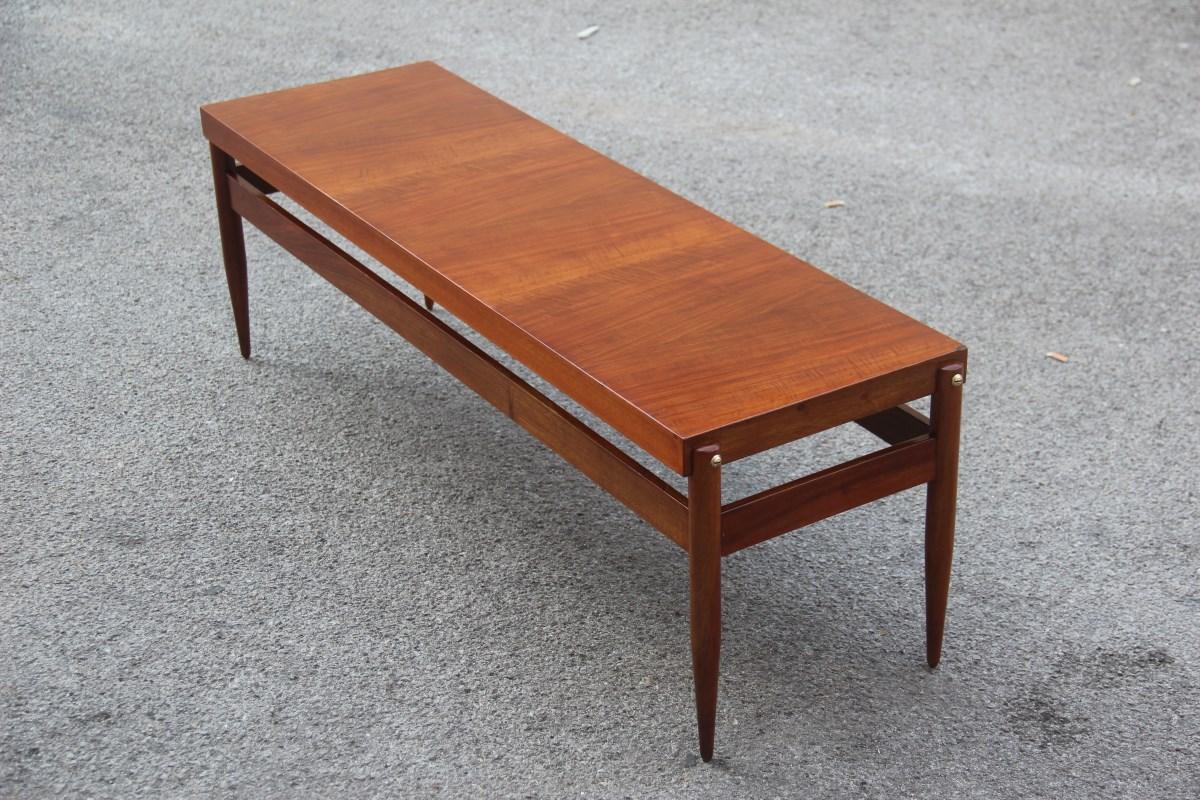 Midcentury Minimalist walnut brown rectangular coffee table, 1950s.