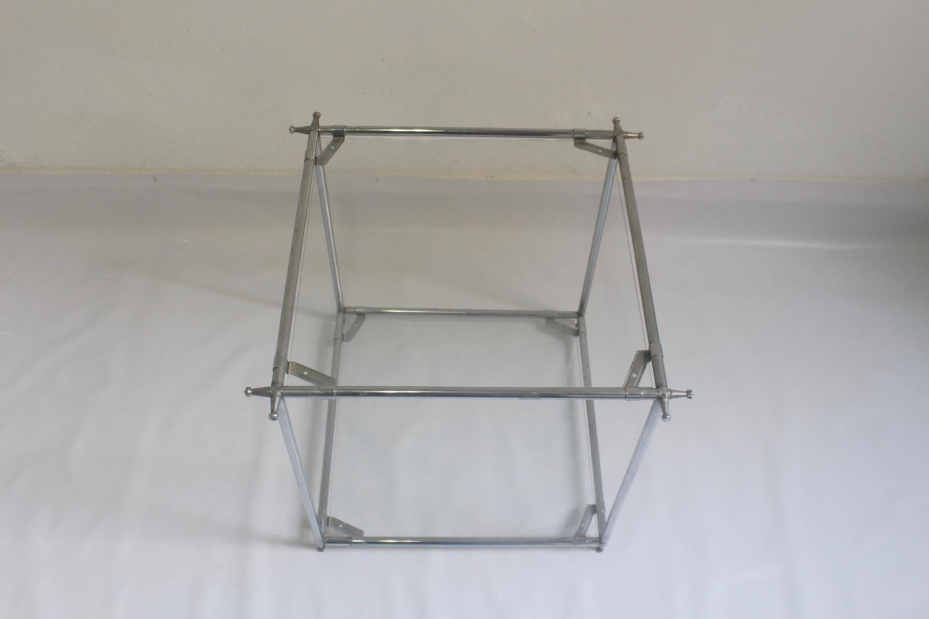 Metal Midcentury Mininimalist  Two-Tiered Square Side Table
