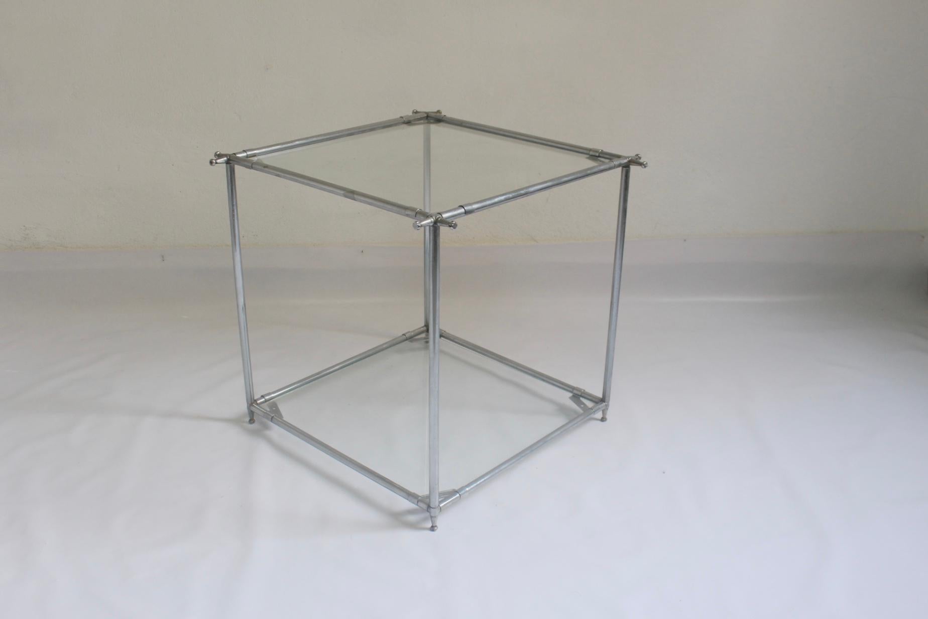 Midcentury Mininimalist  Two-Tiered Square Side Table 2