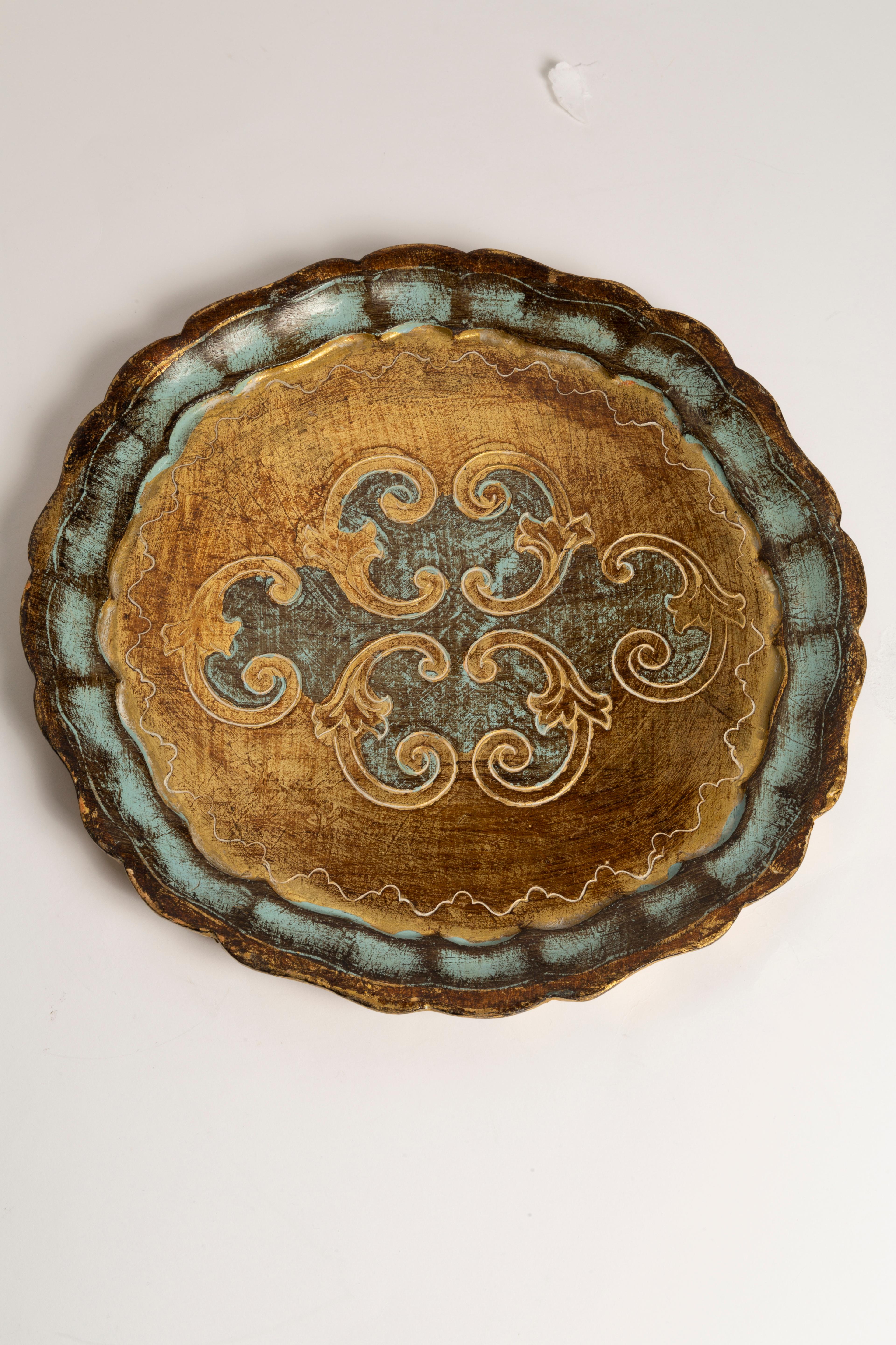 Midcentury Mint Green Decorative Wood Plate, Italy, 1960s For Sale 2