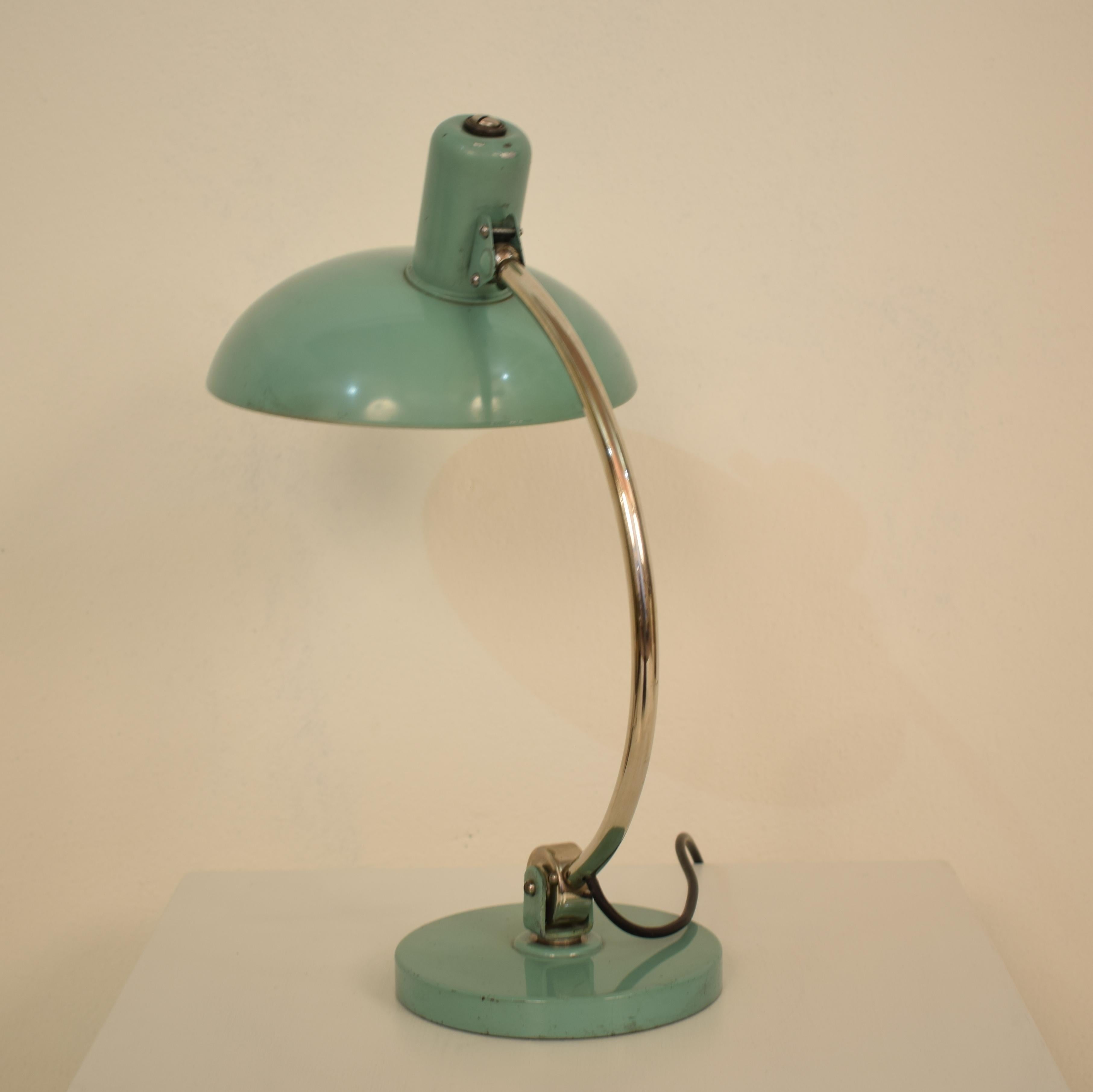 German Midcentury Mint Green Table Lamp by Kaiser Idell, circa 1960