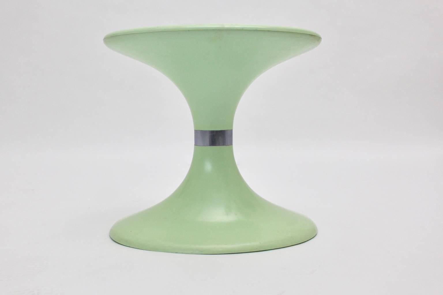 Mid-Century Modern Mid Century Modern Pastel Green Plastic Stool Carrara Matta Torino, Italy, 1970s For Sale