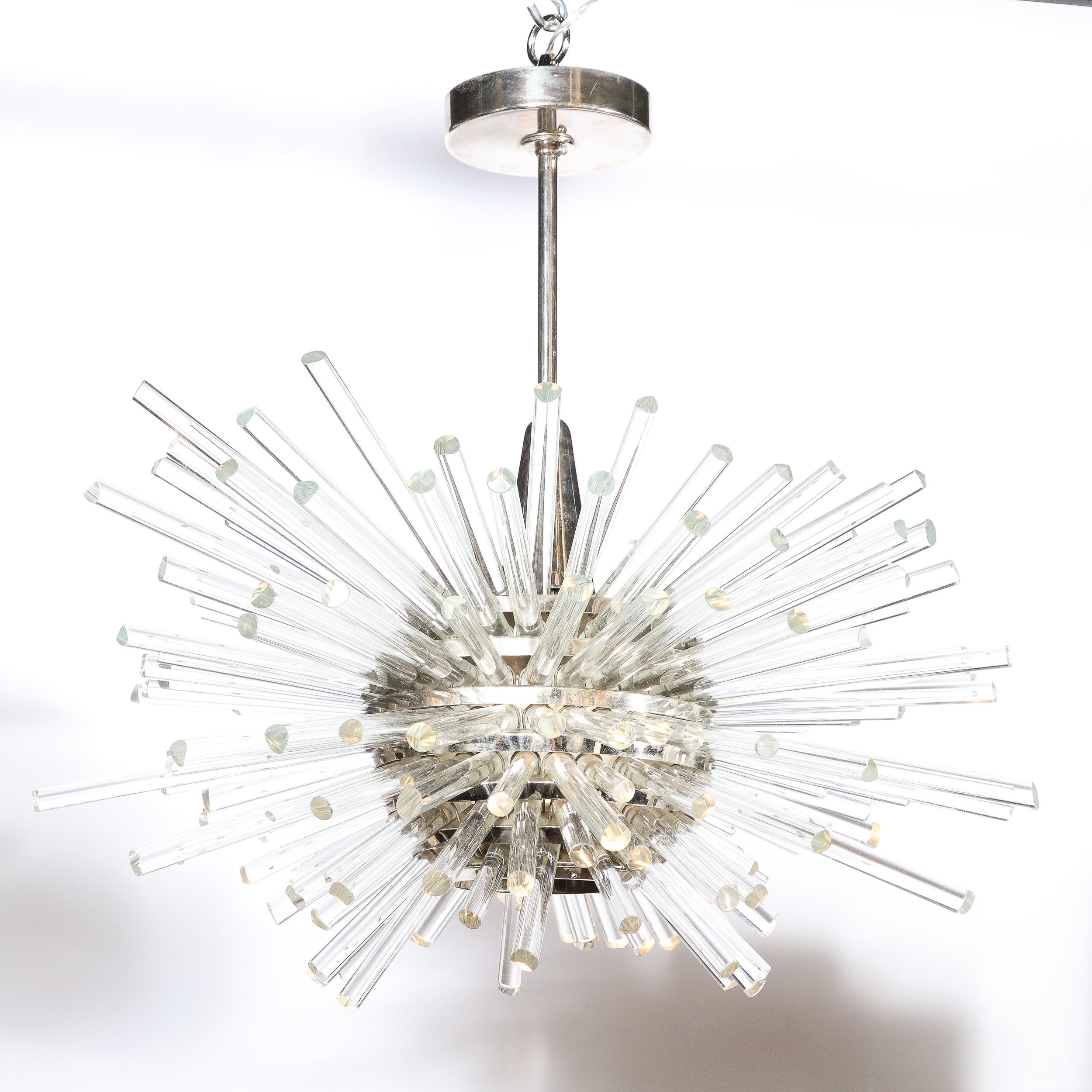 Mid-Century Miracle Chandelier in Glass and Chrome by Bakalowits & Sohne In Excellent Condition For Sale In New York, NY