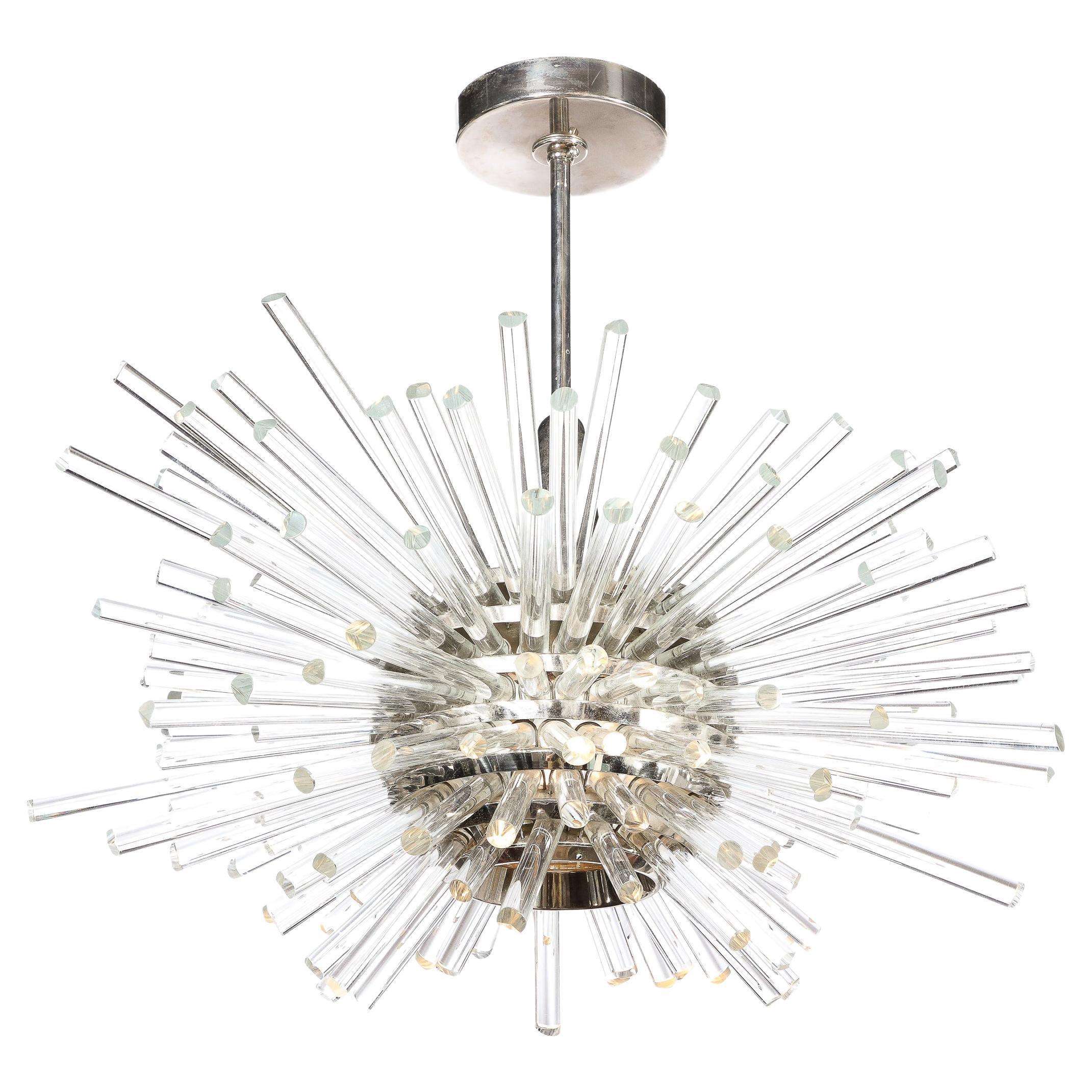 Mid-Century Miracle Chandelier in Glass and Chrome by Bakalowits & Sohne For Sale