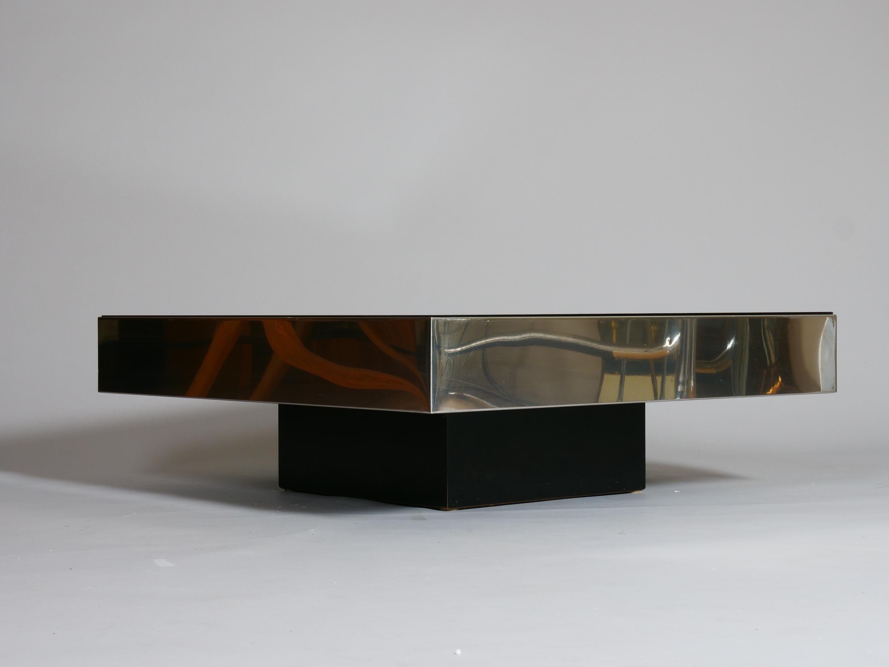 Mid century mirror and chrome square table for Cidue c1980 For Sale 3